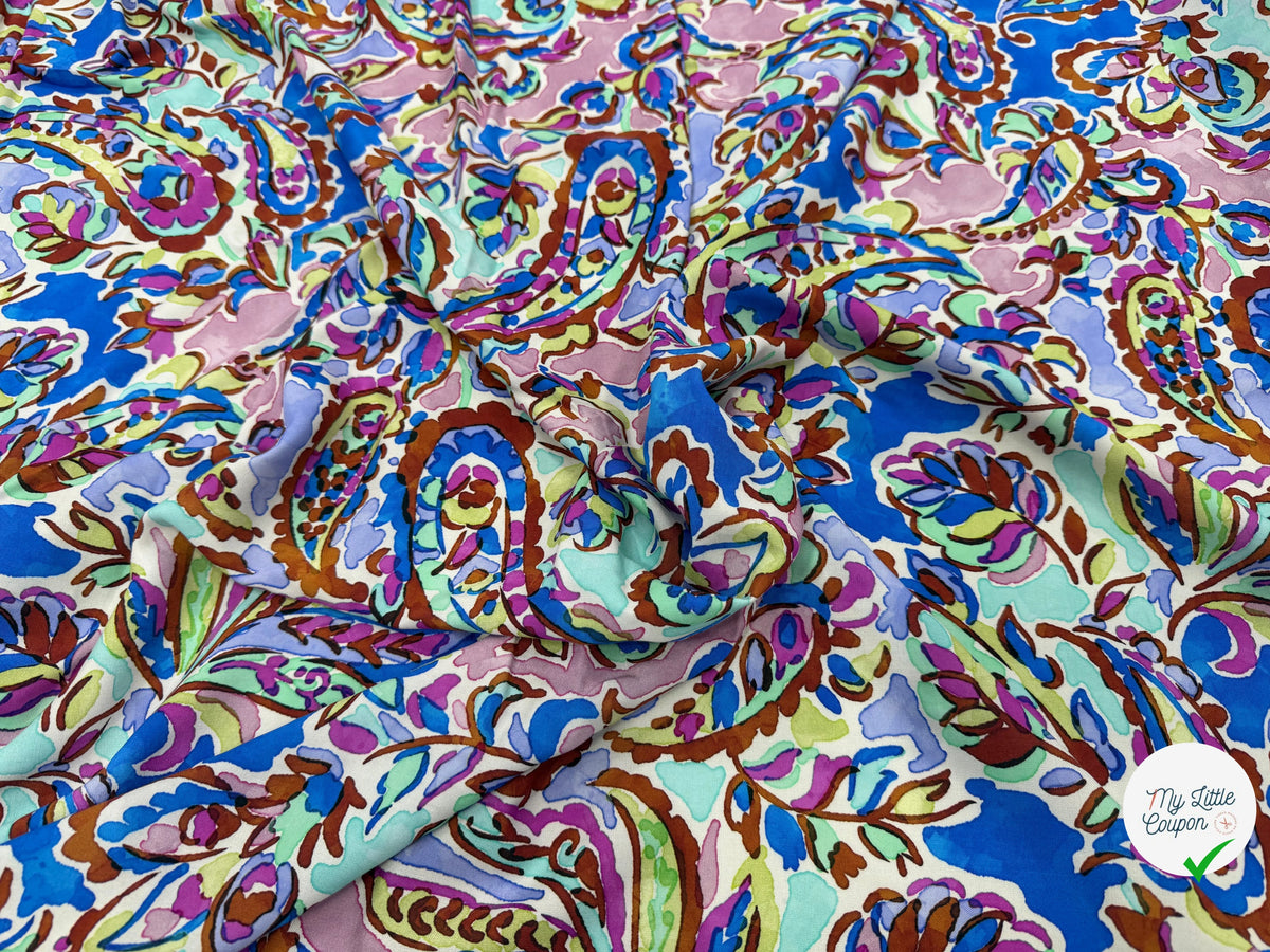 VISCOSE PAISLEY BLEU MULTICO 140 CM - My Little Coupon