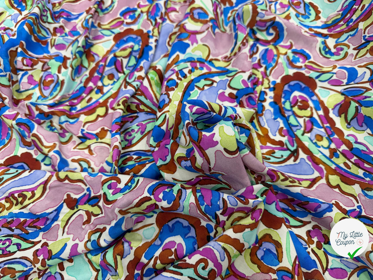 VISCOSE PAISLEY BLEU MULTICO 140 CM - My Little Coupon