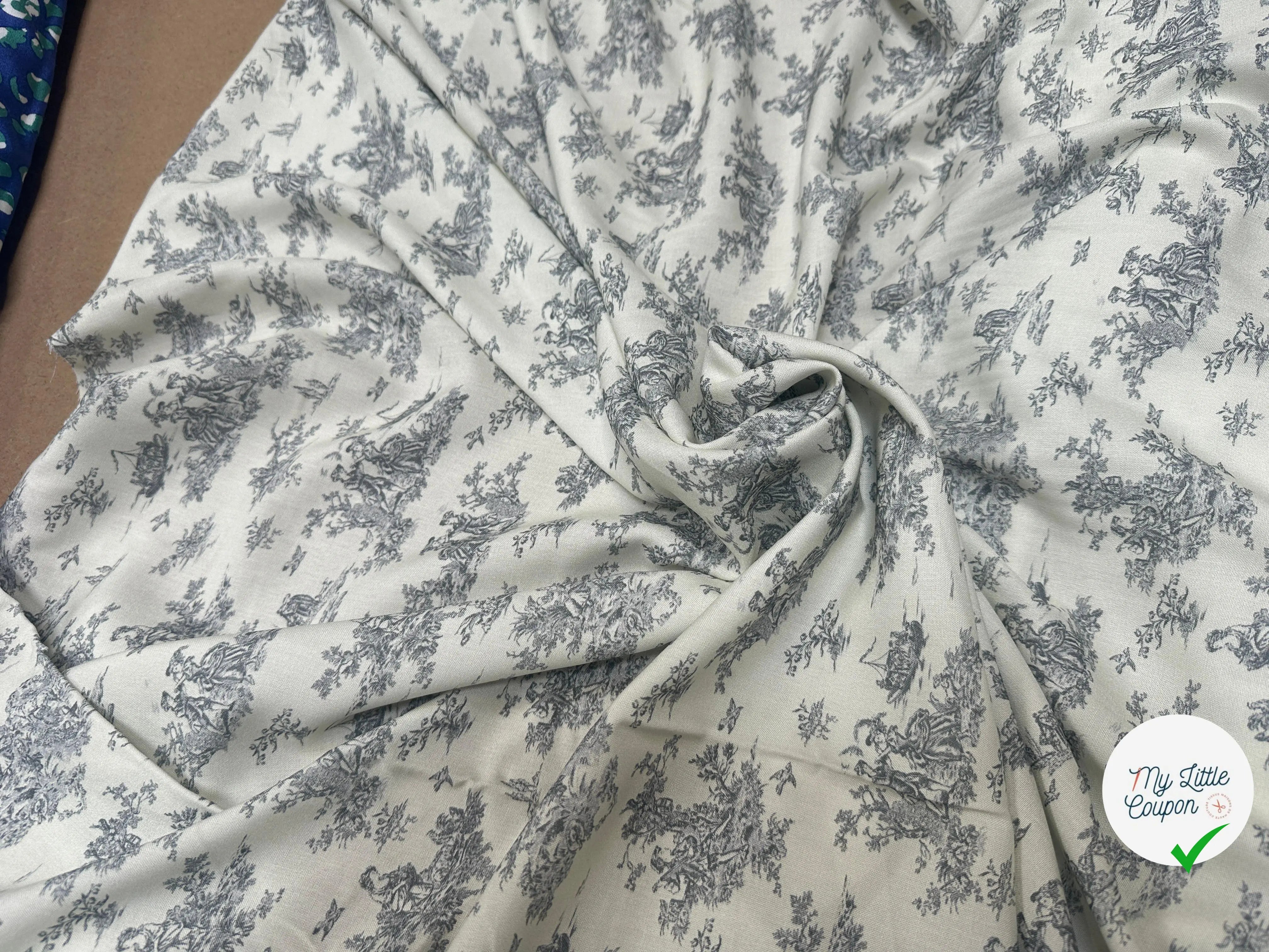 VISCOSE POMPADOUR BLANC CASSE / GRIS - My Little Coupon