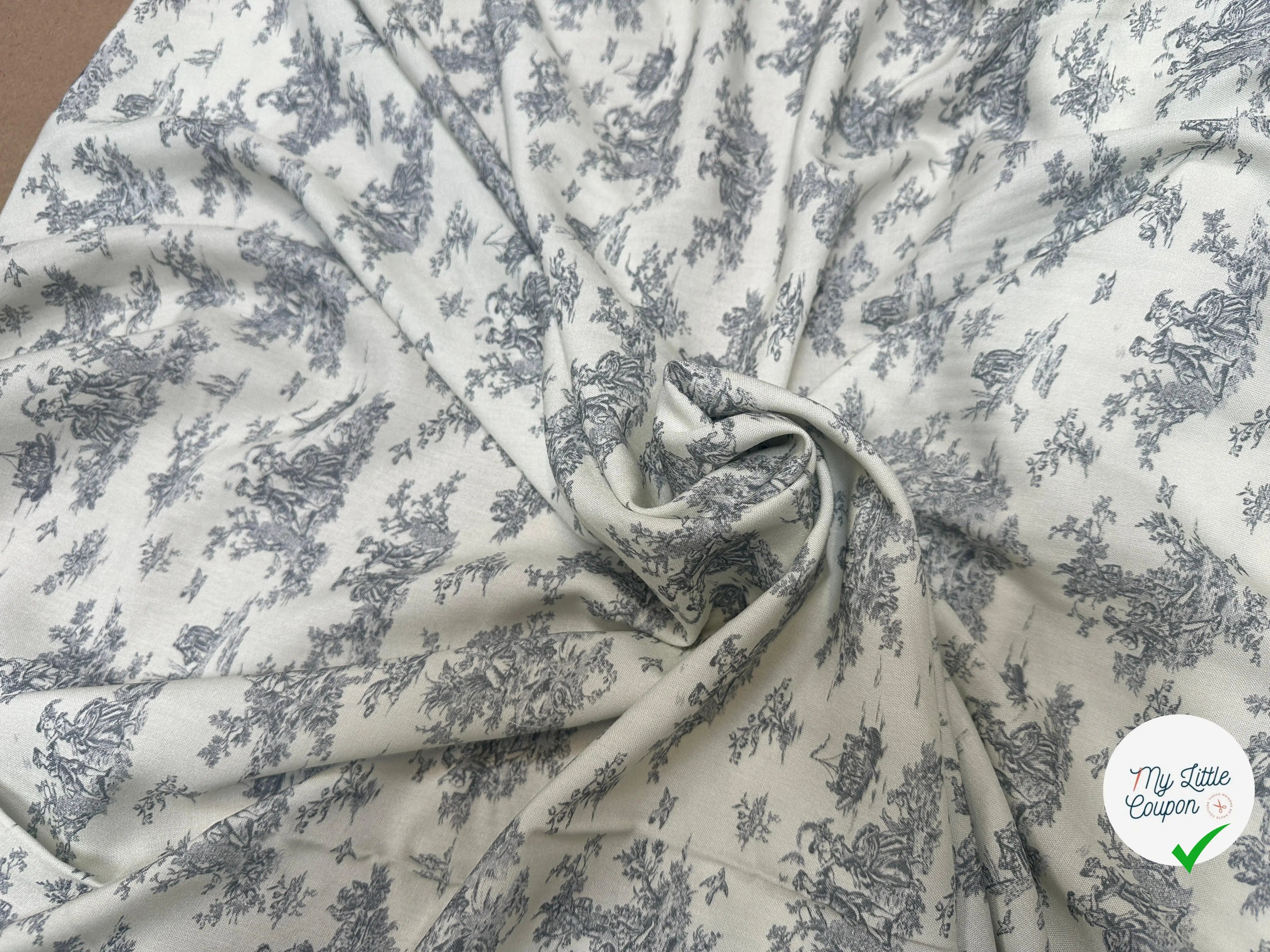 VISCOSE POMPADOUR BLANC CASSE / GRIS - My Little Coupon