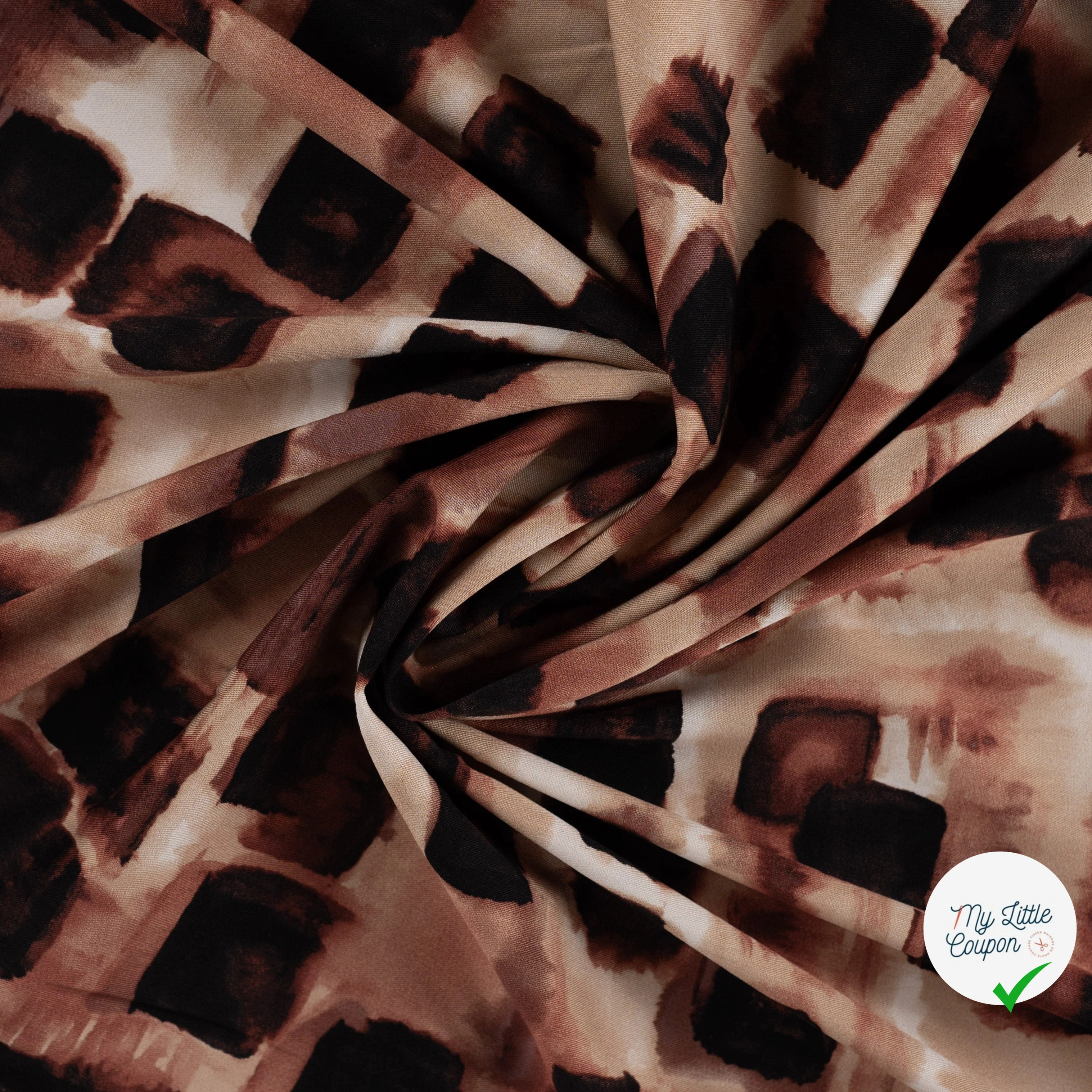 Viscose stretch imprimée abstrait taupe - drapé