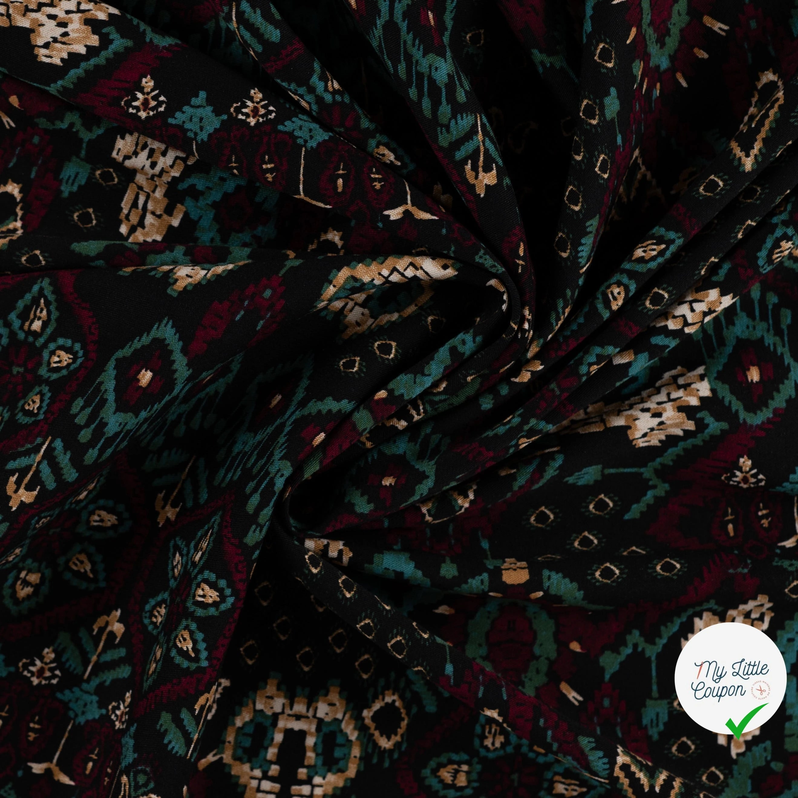 Viscose stretch imprimée rétro vert armée - drapé