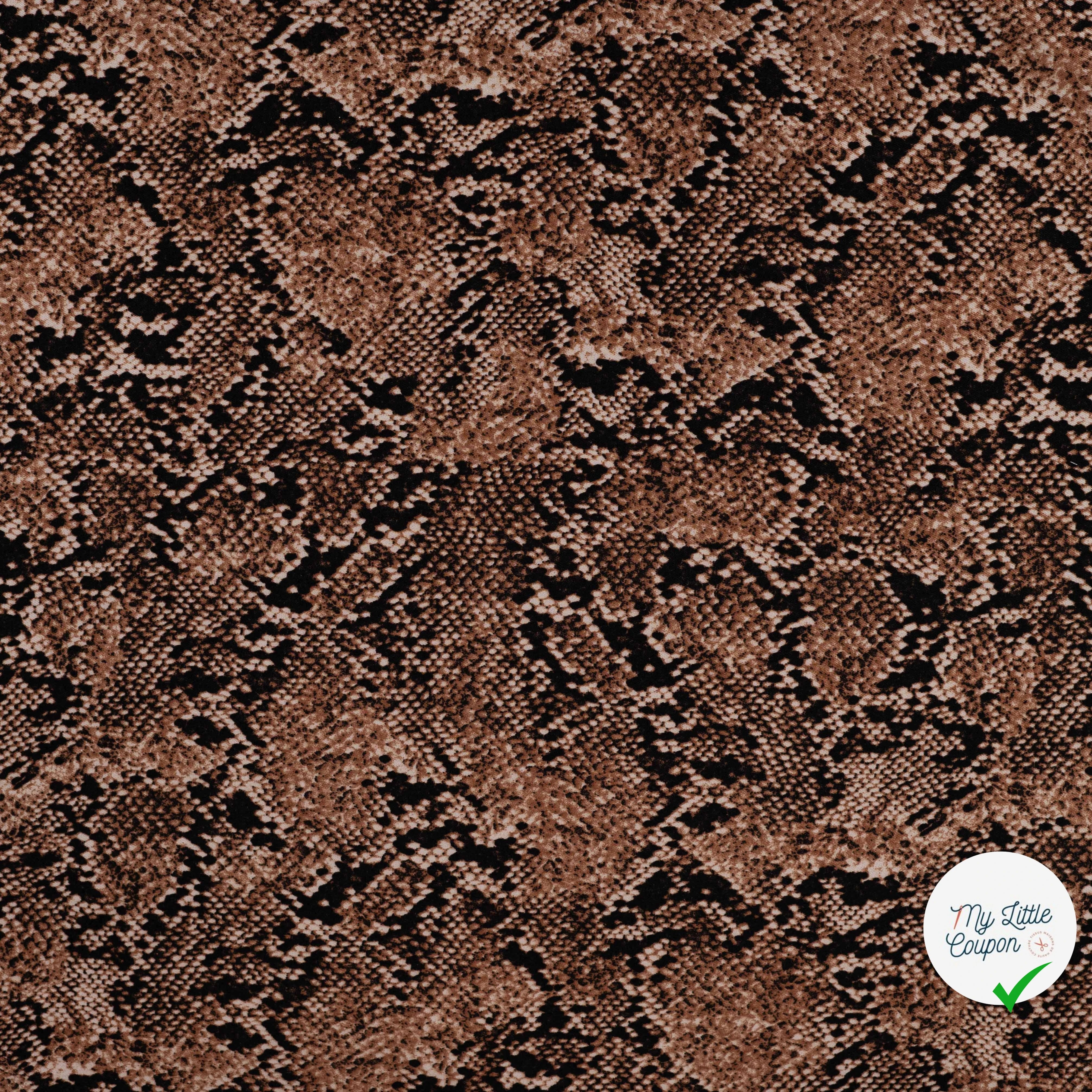 Viscose stretch imprimée serpent taupe - vue à plat