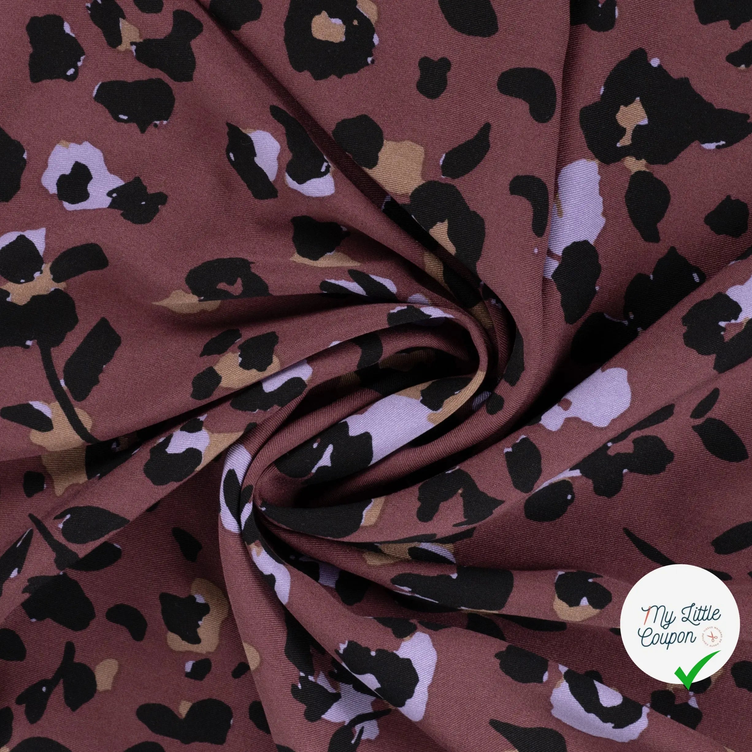 VISCOSE TWILL PRINT LEOPARD LILAC - BLACK - My Little Coupon