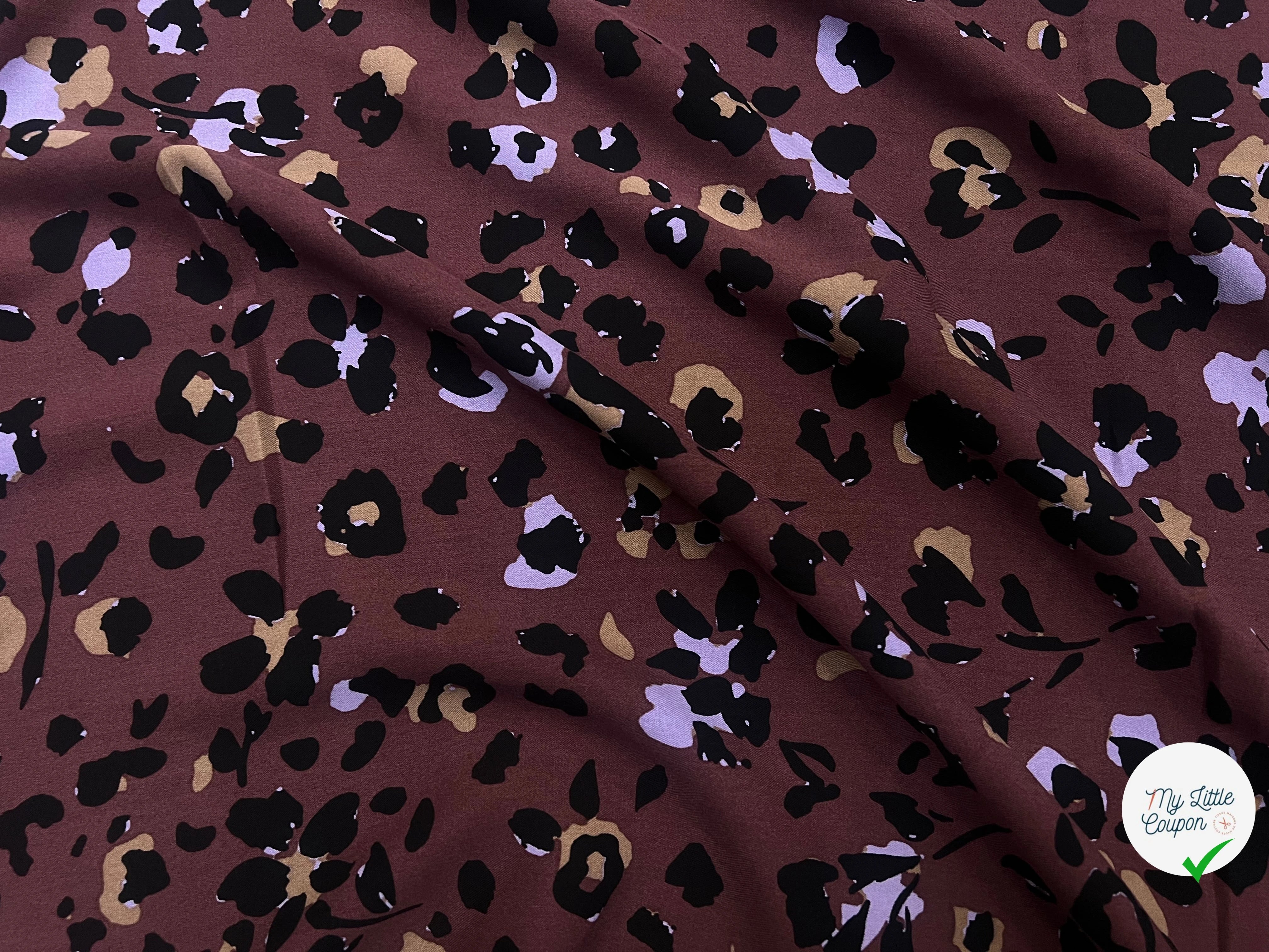 VISCOSE TWILL PRINT LEOPARD LILAC - BLACK - My Little Coupon