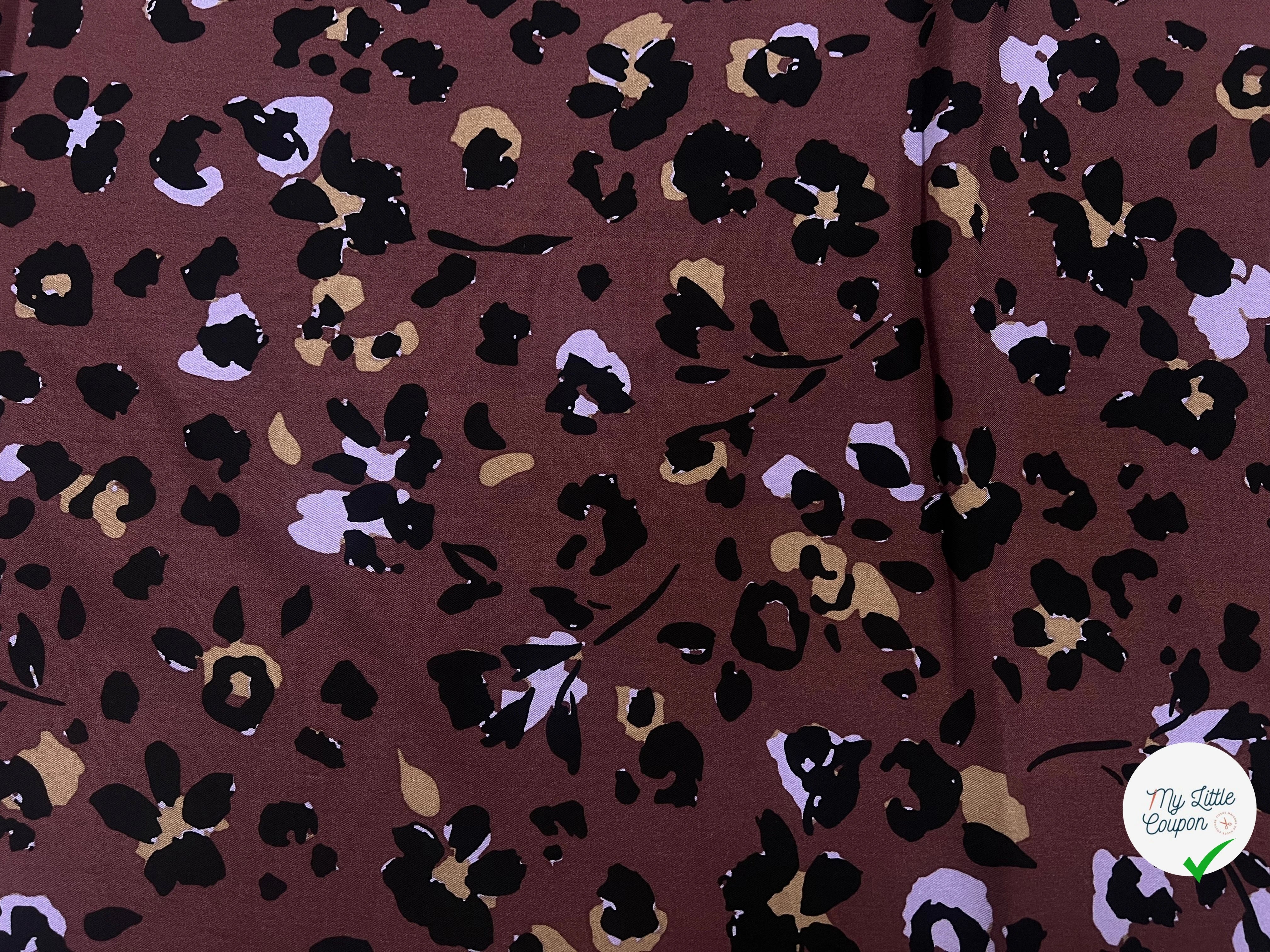 VISCOSE TWILL PRINT LEOPARD LILAC - BLACK - My Little Coupon