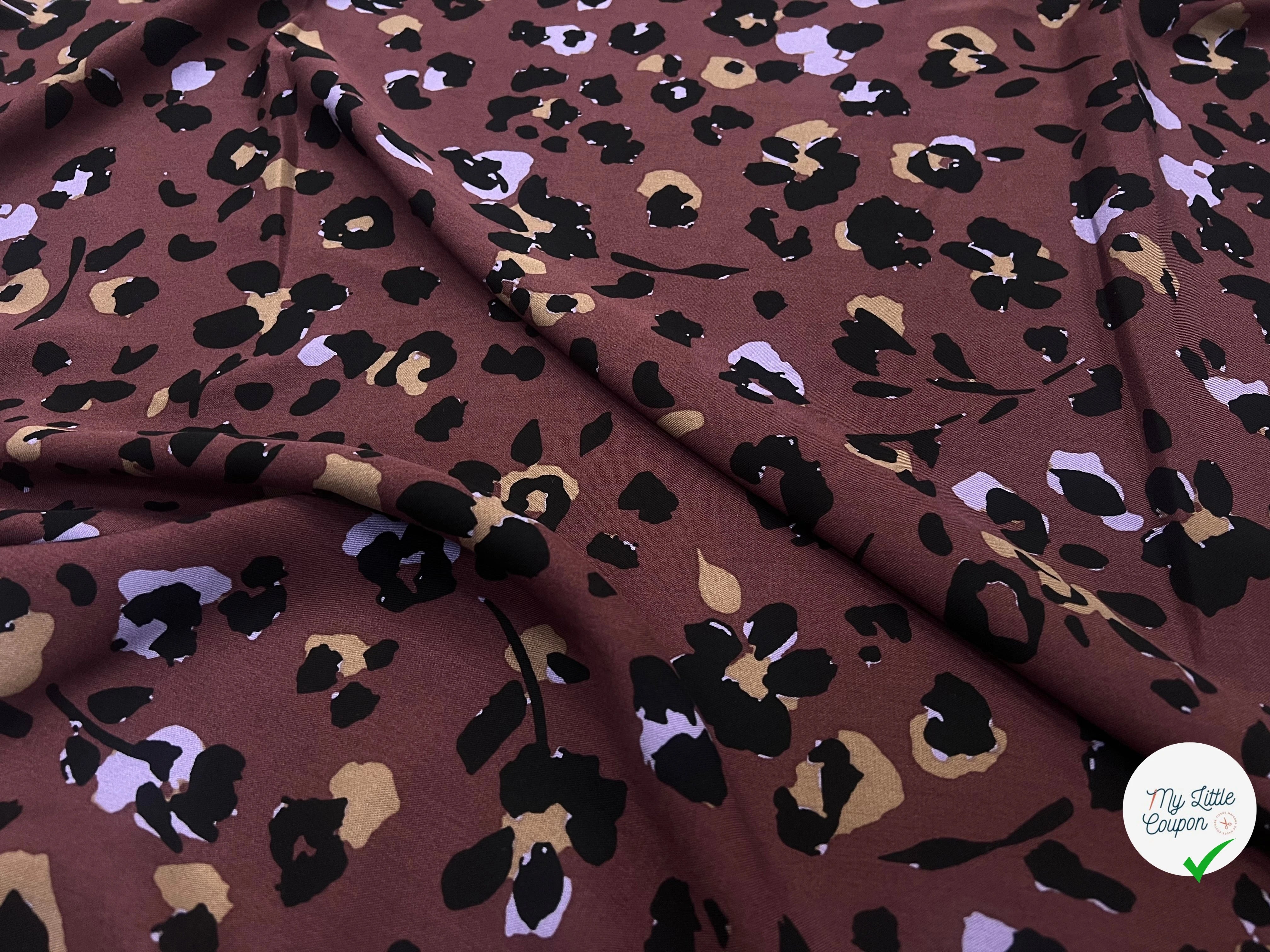 VISCOSE TWILL PRINT LEOPARD LILAC - BLACK - My Little Coupon