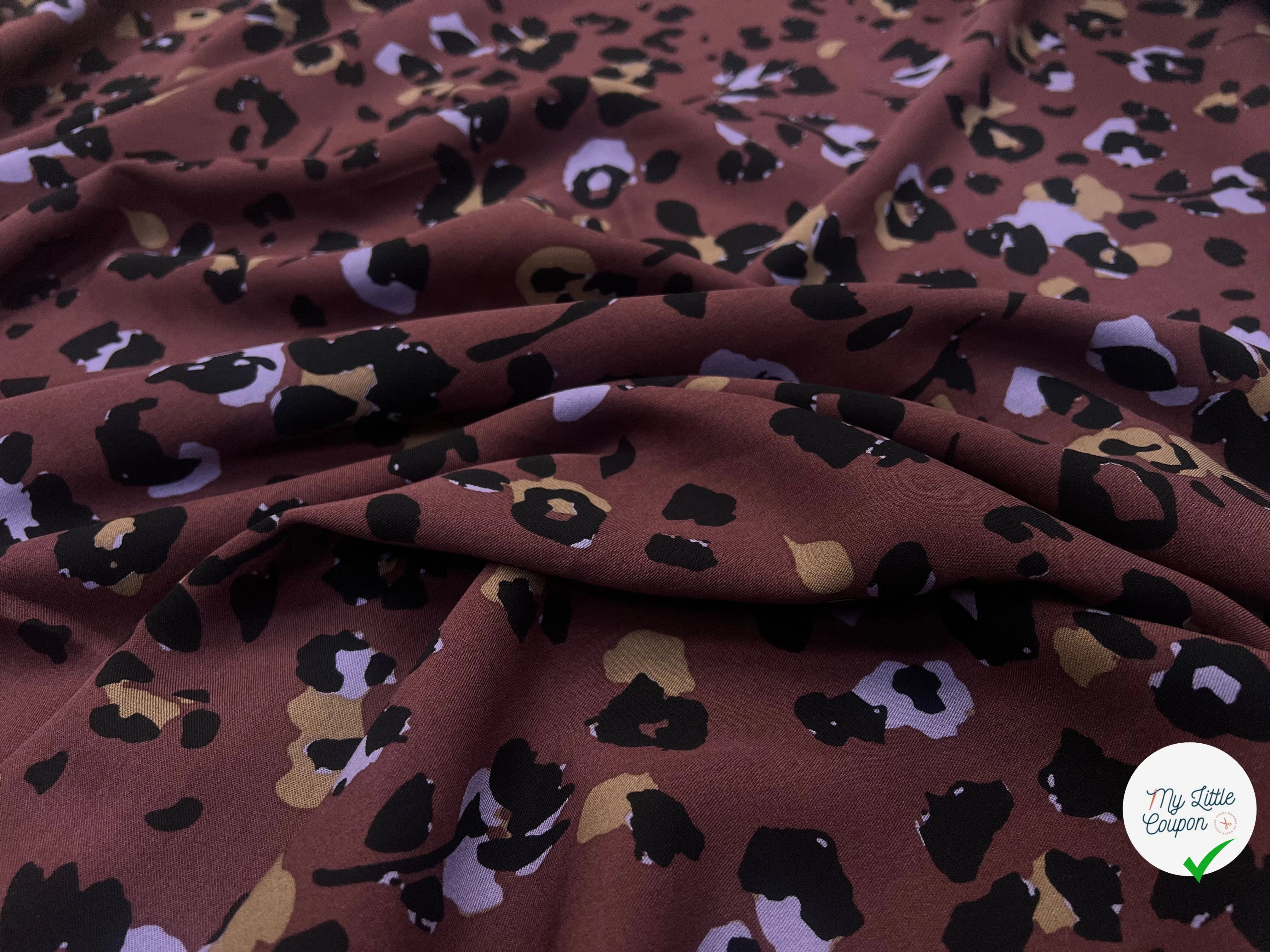 VISCOSE TWILL PRINT LEOPARD LILAC - BLACK - My Little Coupon
