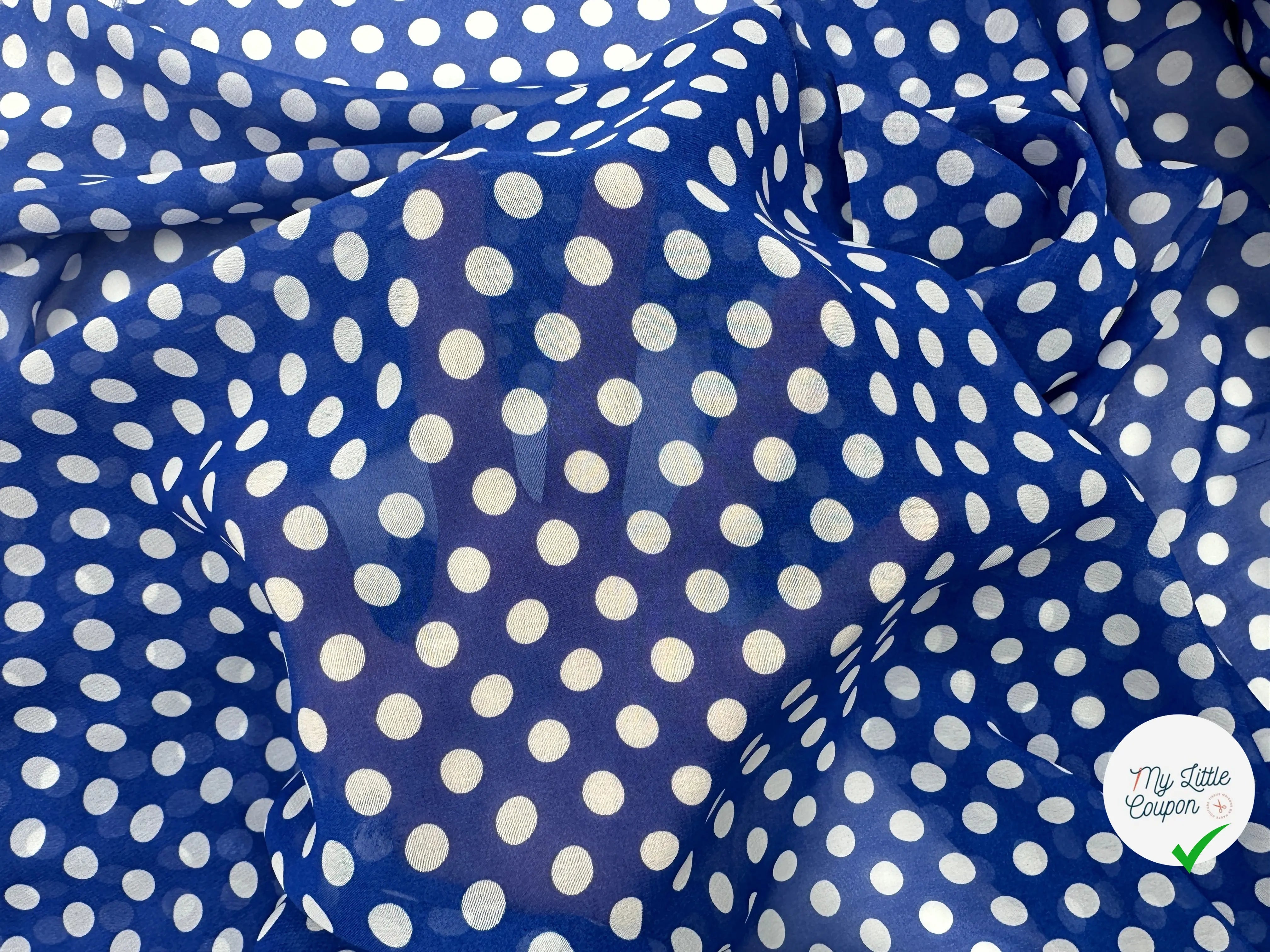 VOILE CHIFFON BLEU FRANC CLASSIQUE ET PANACHE POIS MLC INTERN
