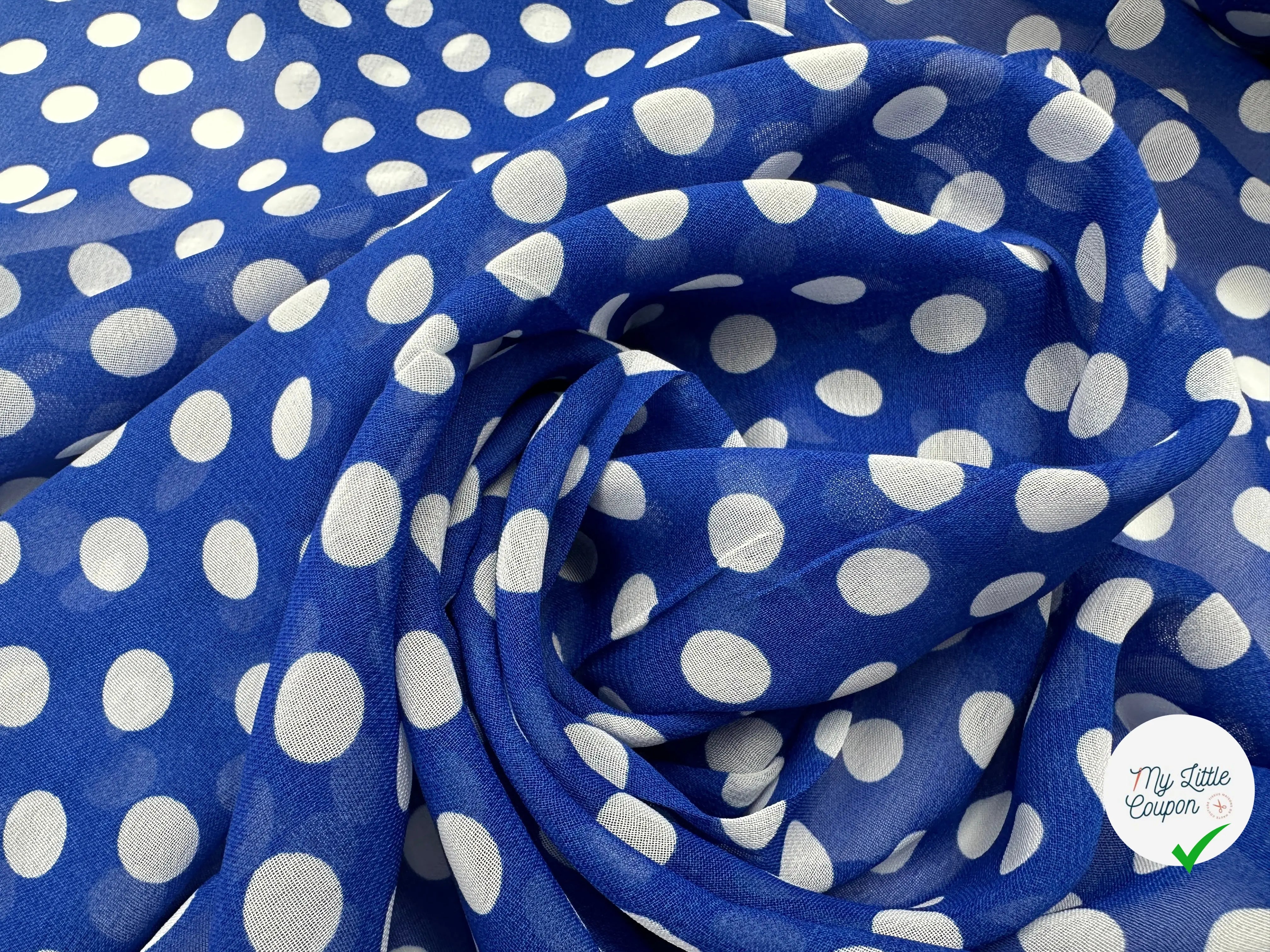 VOILE CHIFFON BLEU FRANC CLASSIQUE ET PANACHE POIS MLC INTERN