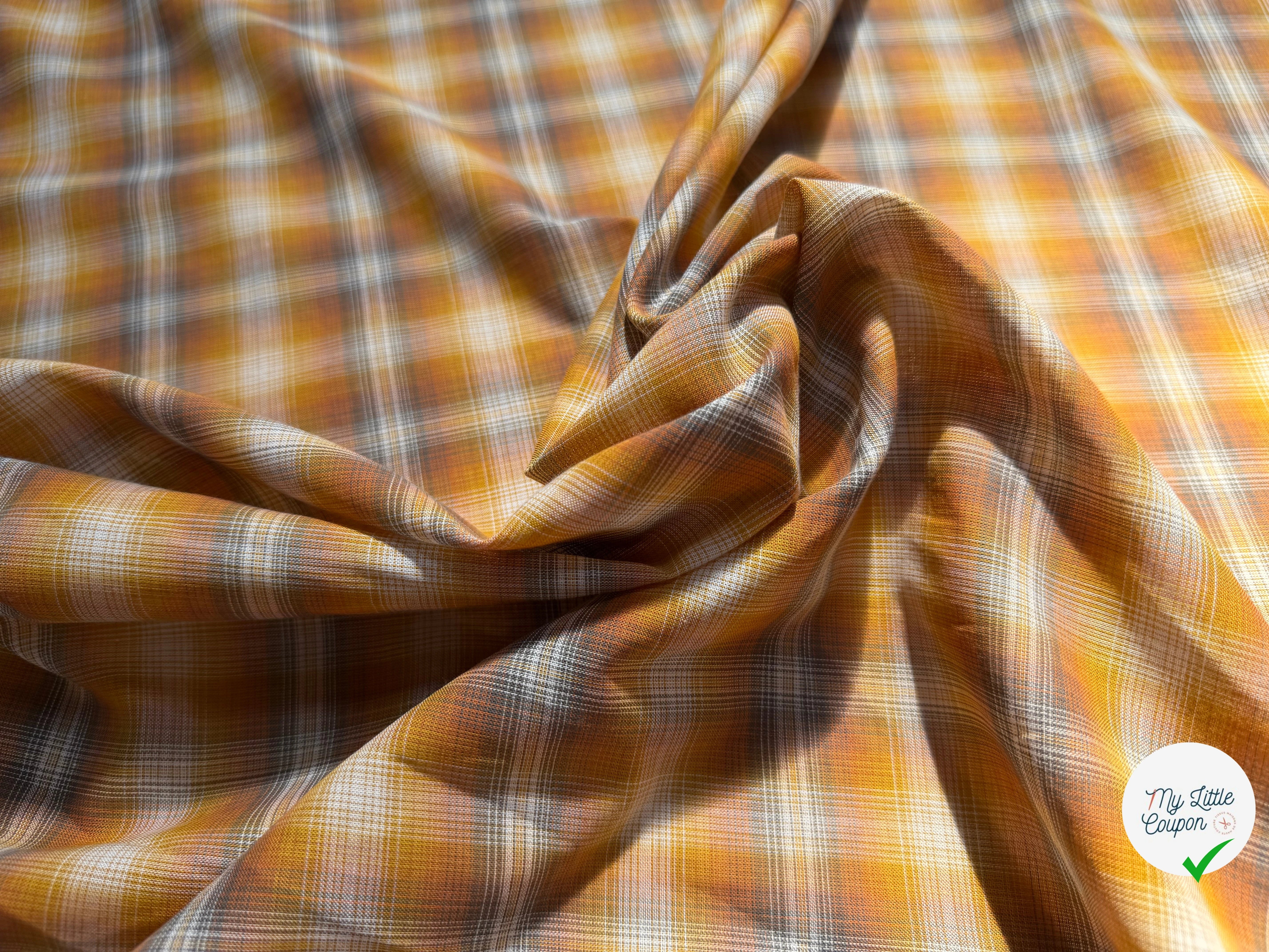 VOILE COTON CARREAUX ORANGE - My Little Coupon