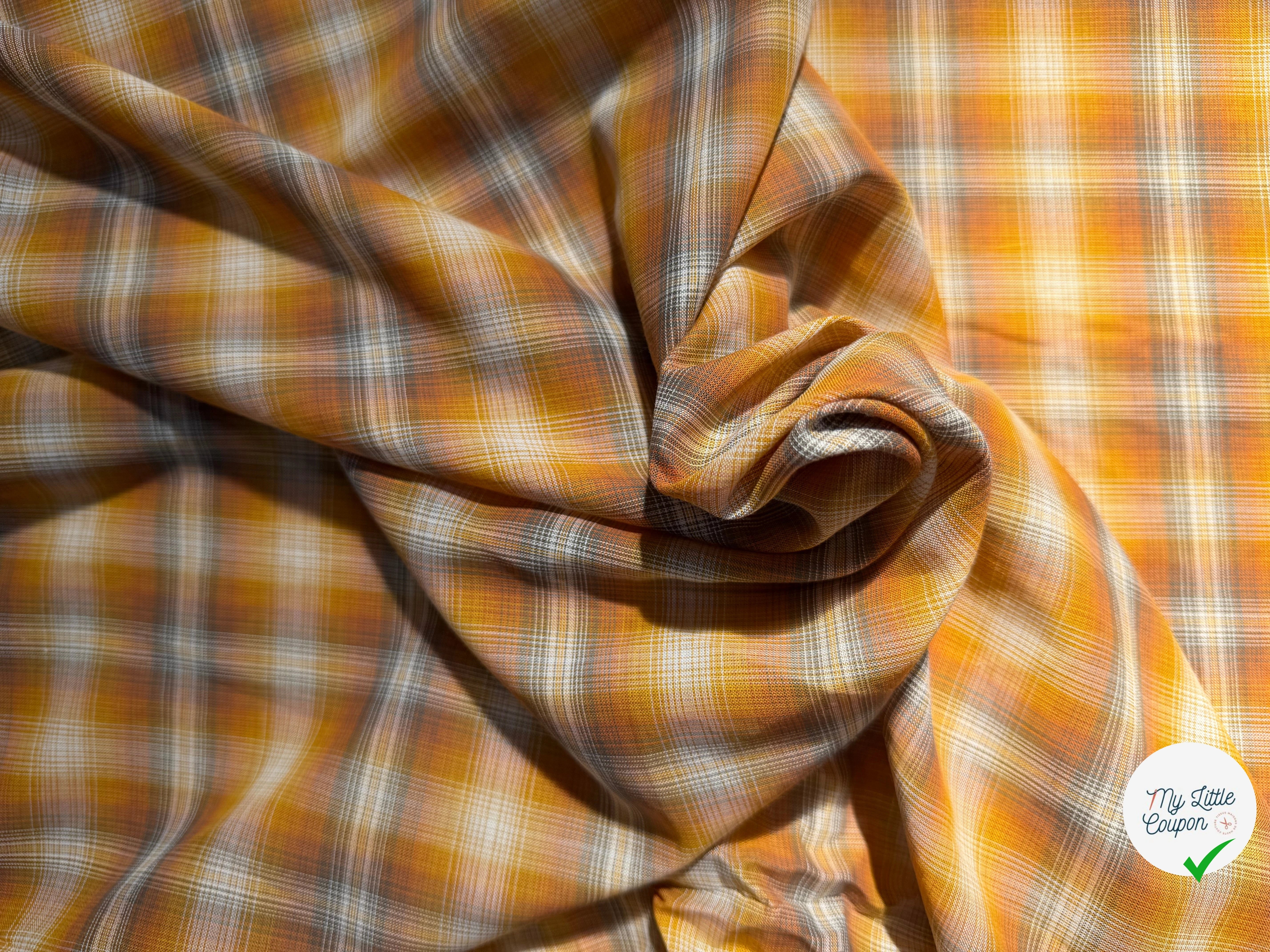 VOILE COTON CARREAUX ORANGE - My Little Coupon