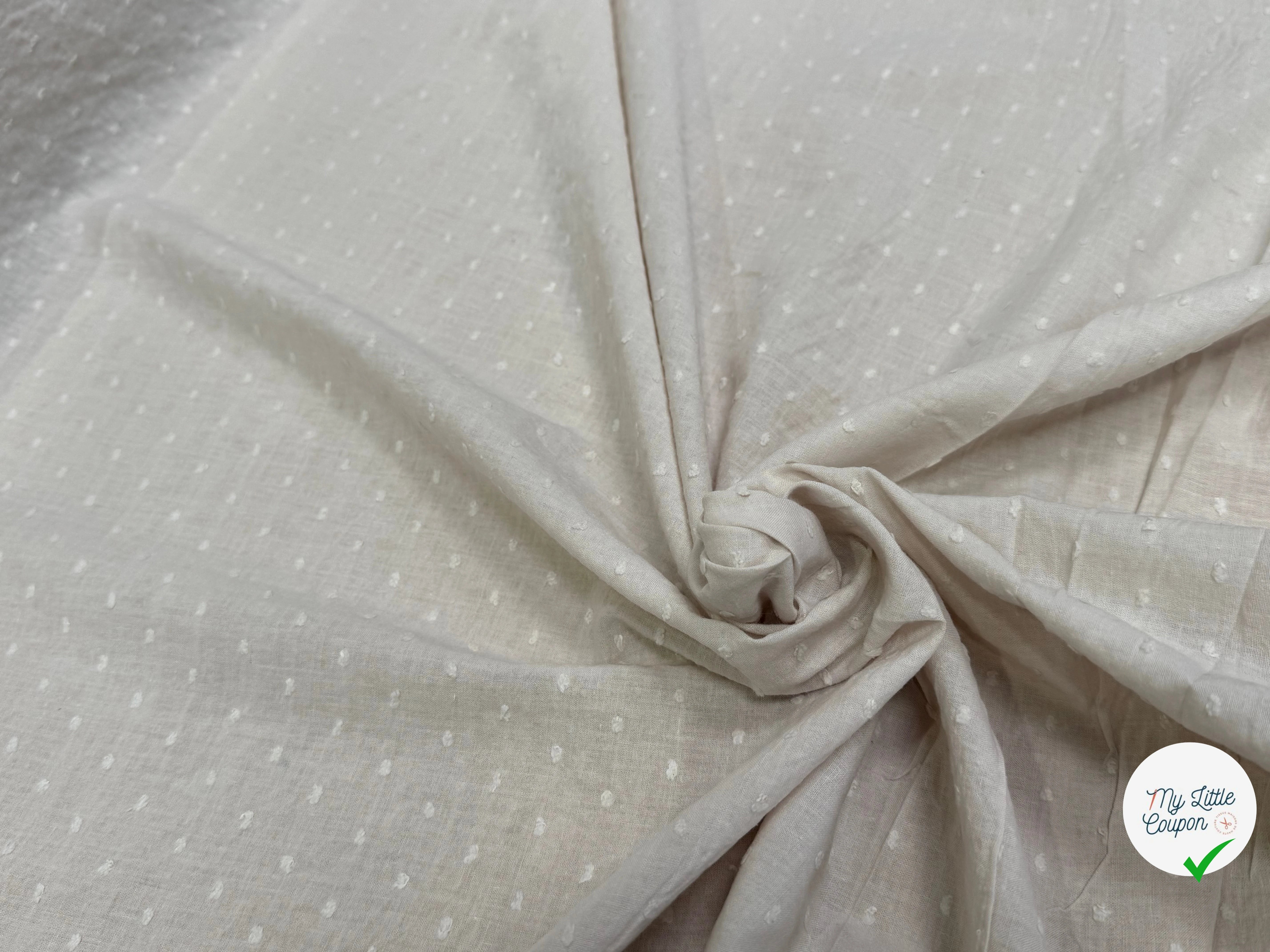 VOILE COTON PLUMETIS ÉCRU - My Little Coupon