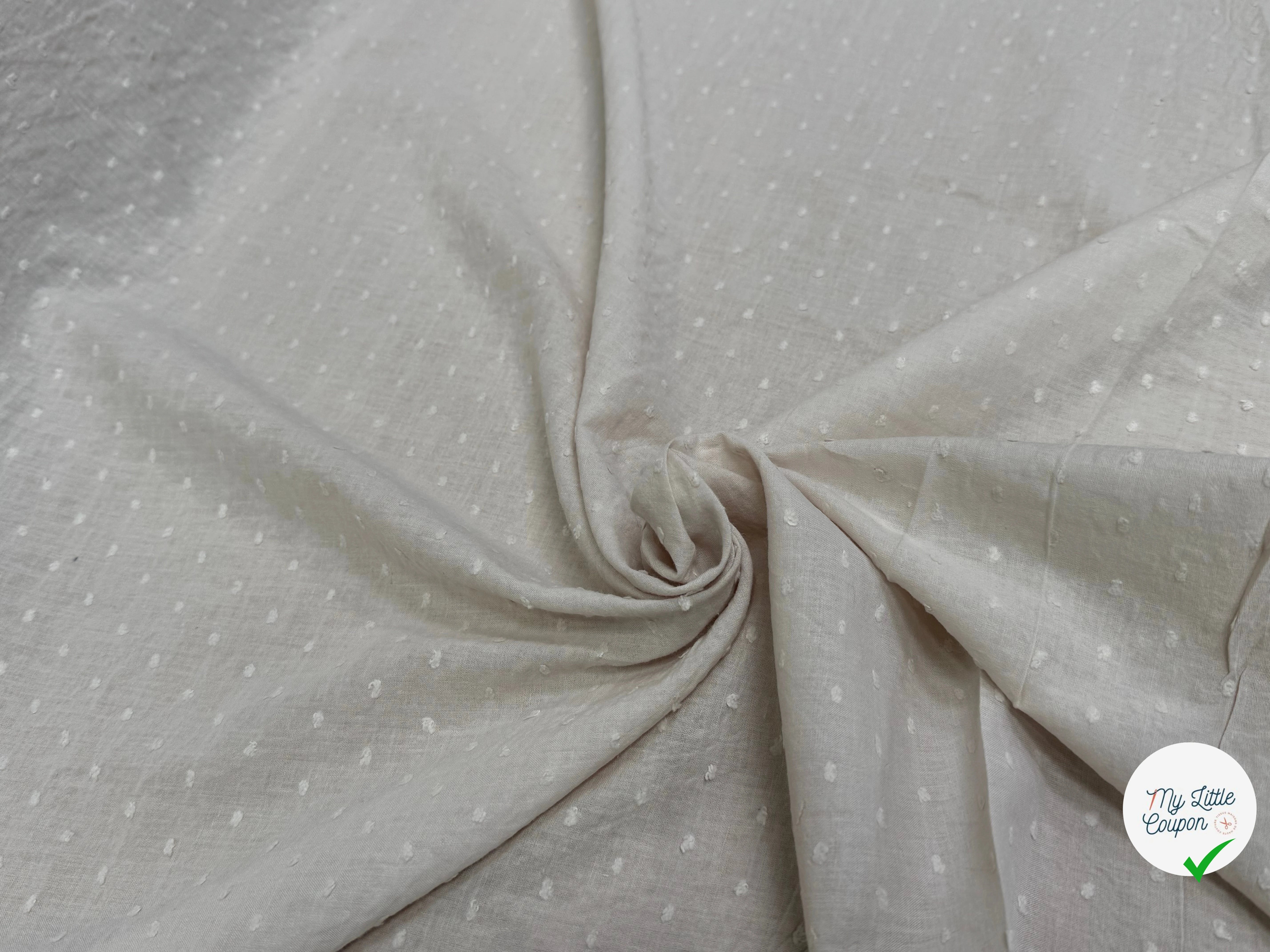 VOILE COTON PLUMETIS ÉCRU - My Little Coupon