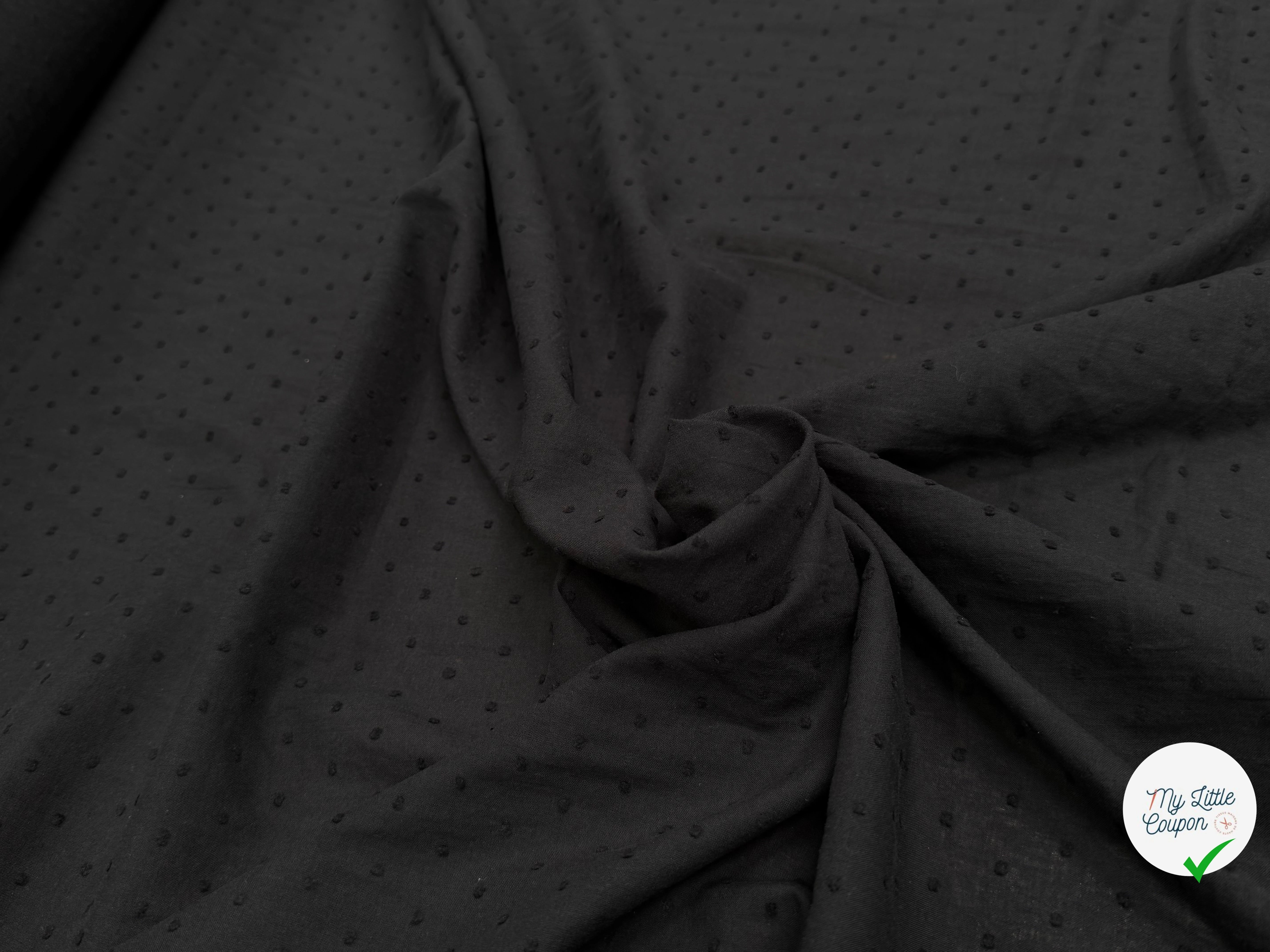 VOILE COTON PLUMETIS NOIR - My Little Coupon