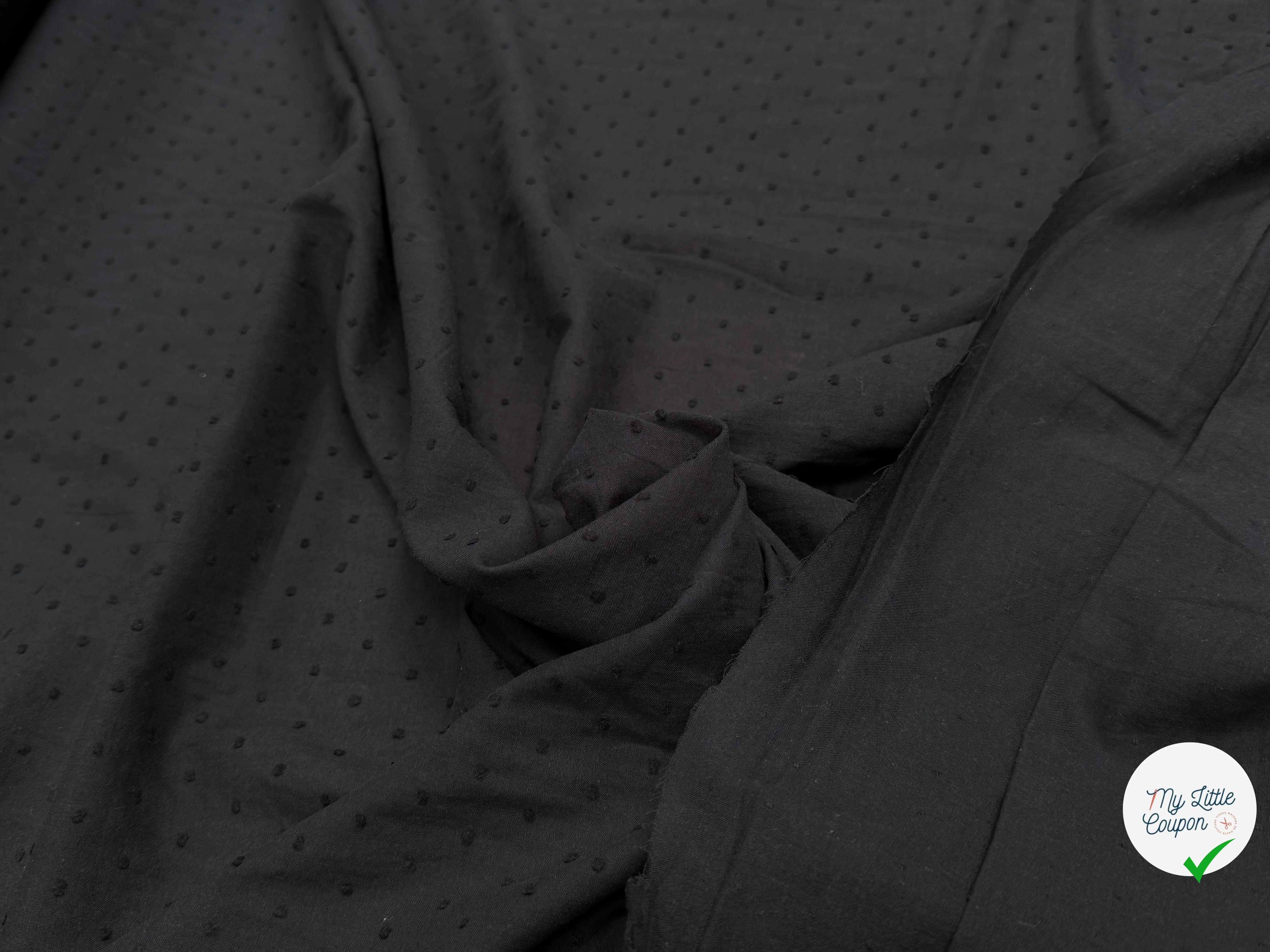 VOILE COTON PLUMETIS NOIR - My Little Coupon