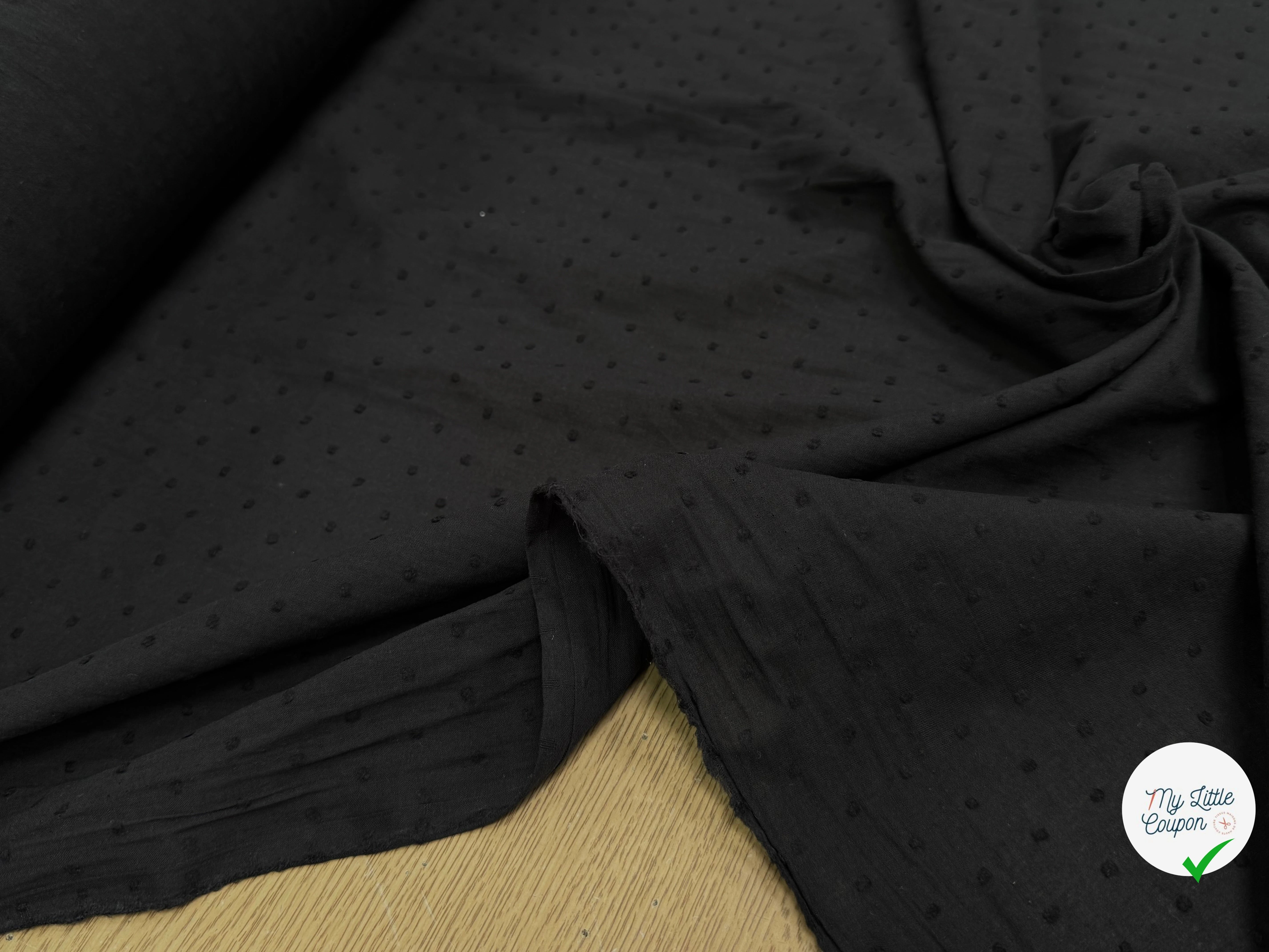 VOILE COTON PLUMETIS NOIR - My Little Coupon