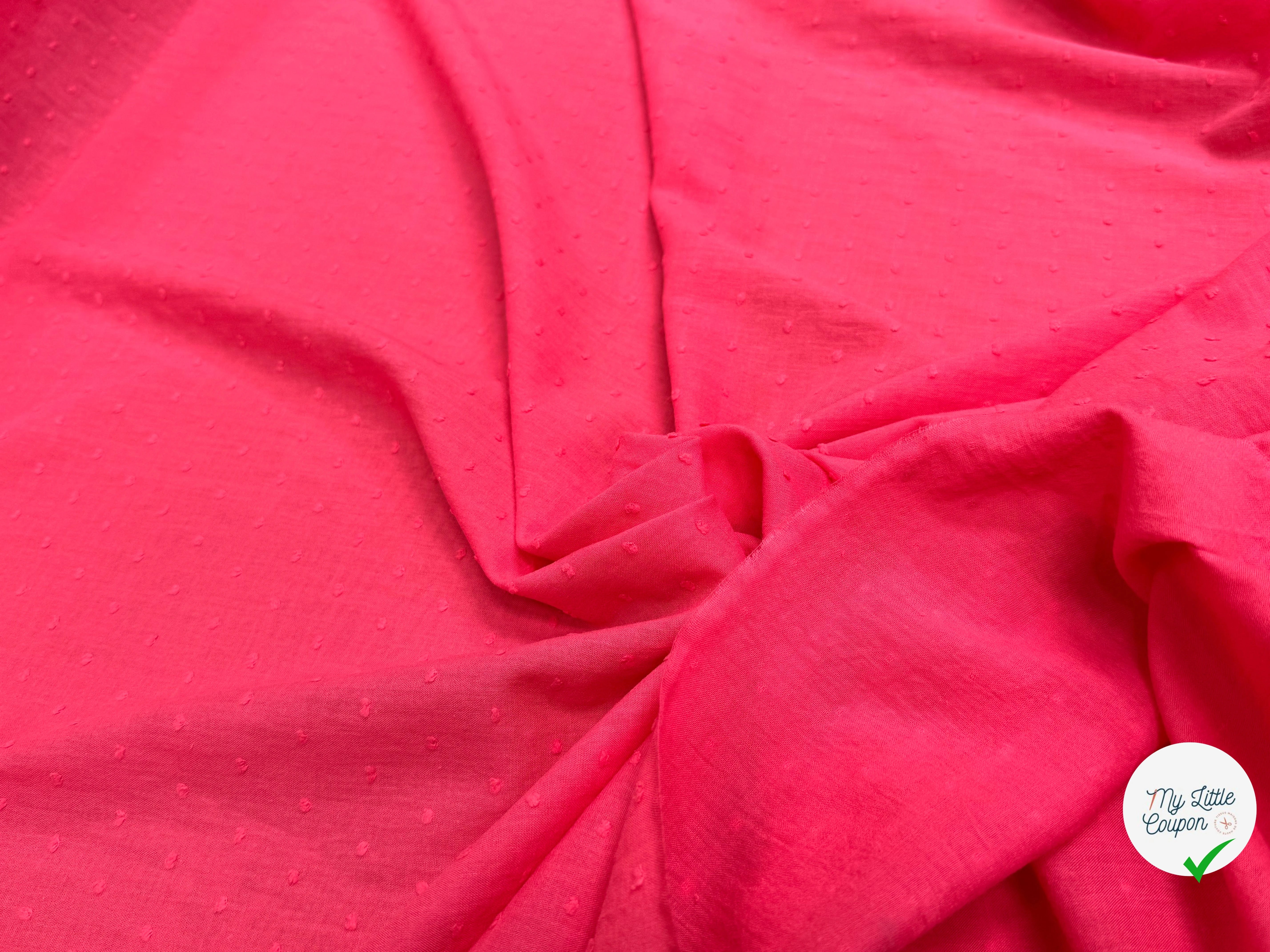 VOILE COTON PLUMETIS ROSE PIQUANT - My Little Coupon