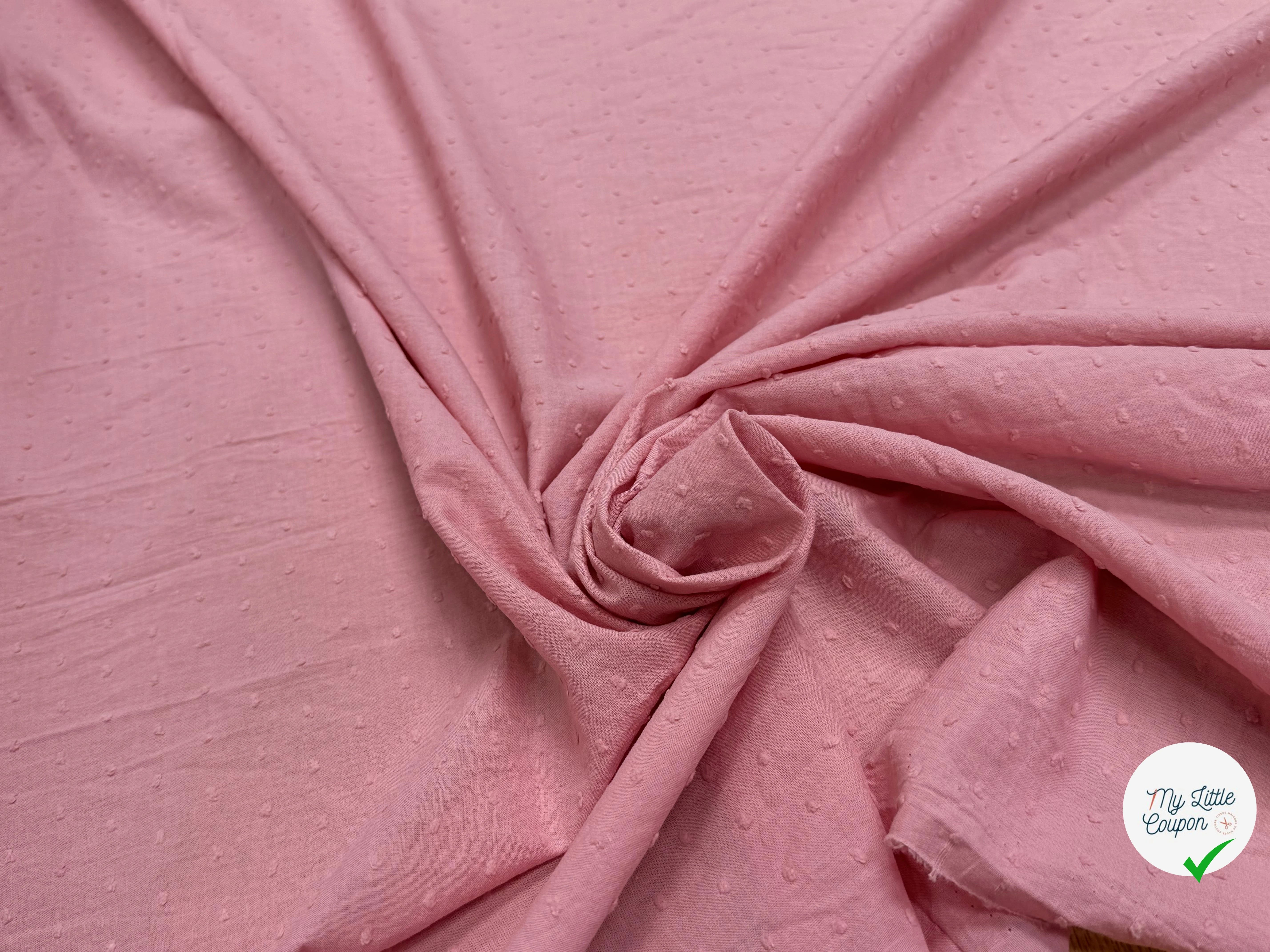VOILE COTON PLUMETIS VIEUX ROSE - My Little Coupon