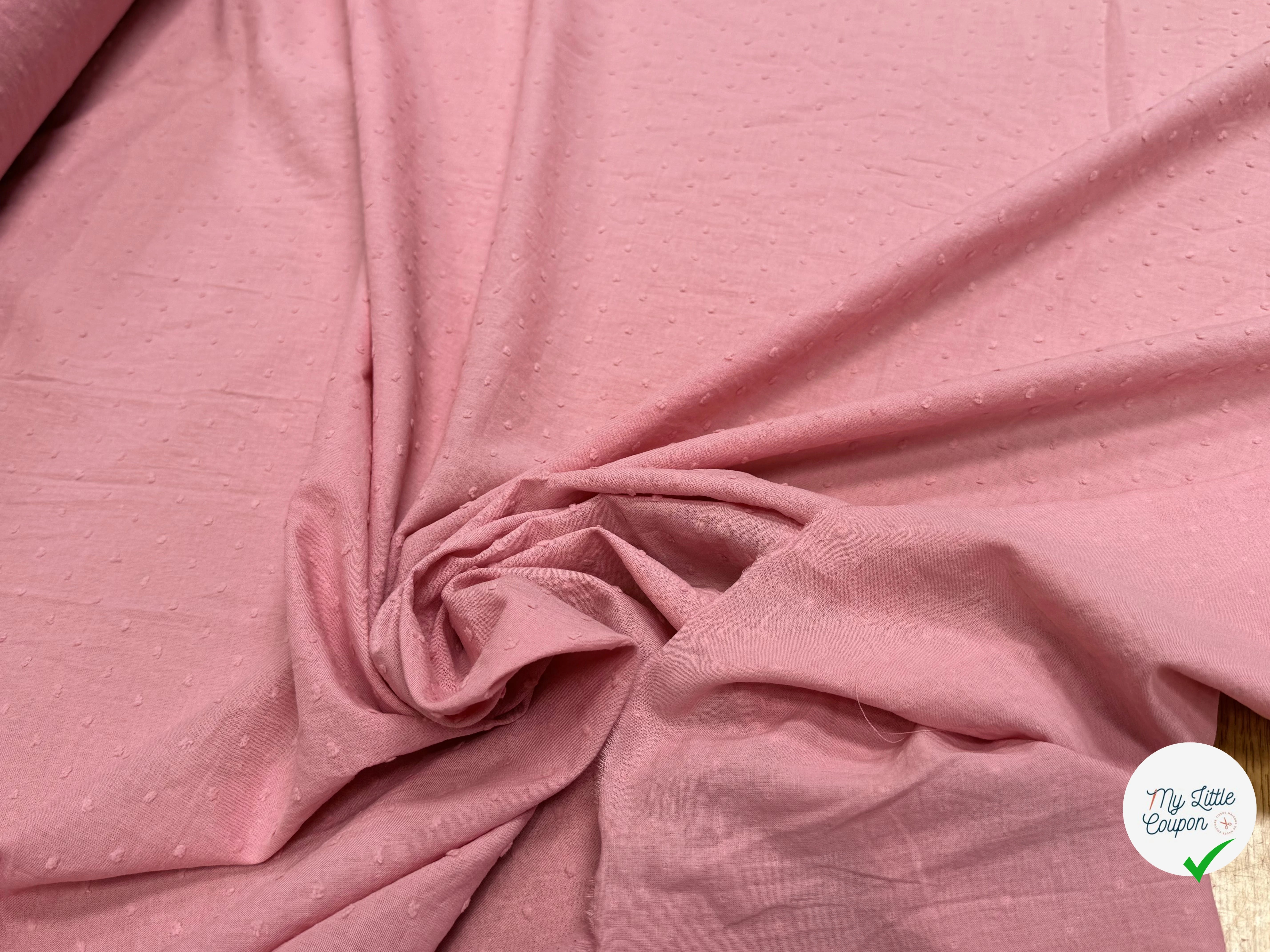 VOILE COTON PLUMETIS VIEUX ROSE - My Little Coupon