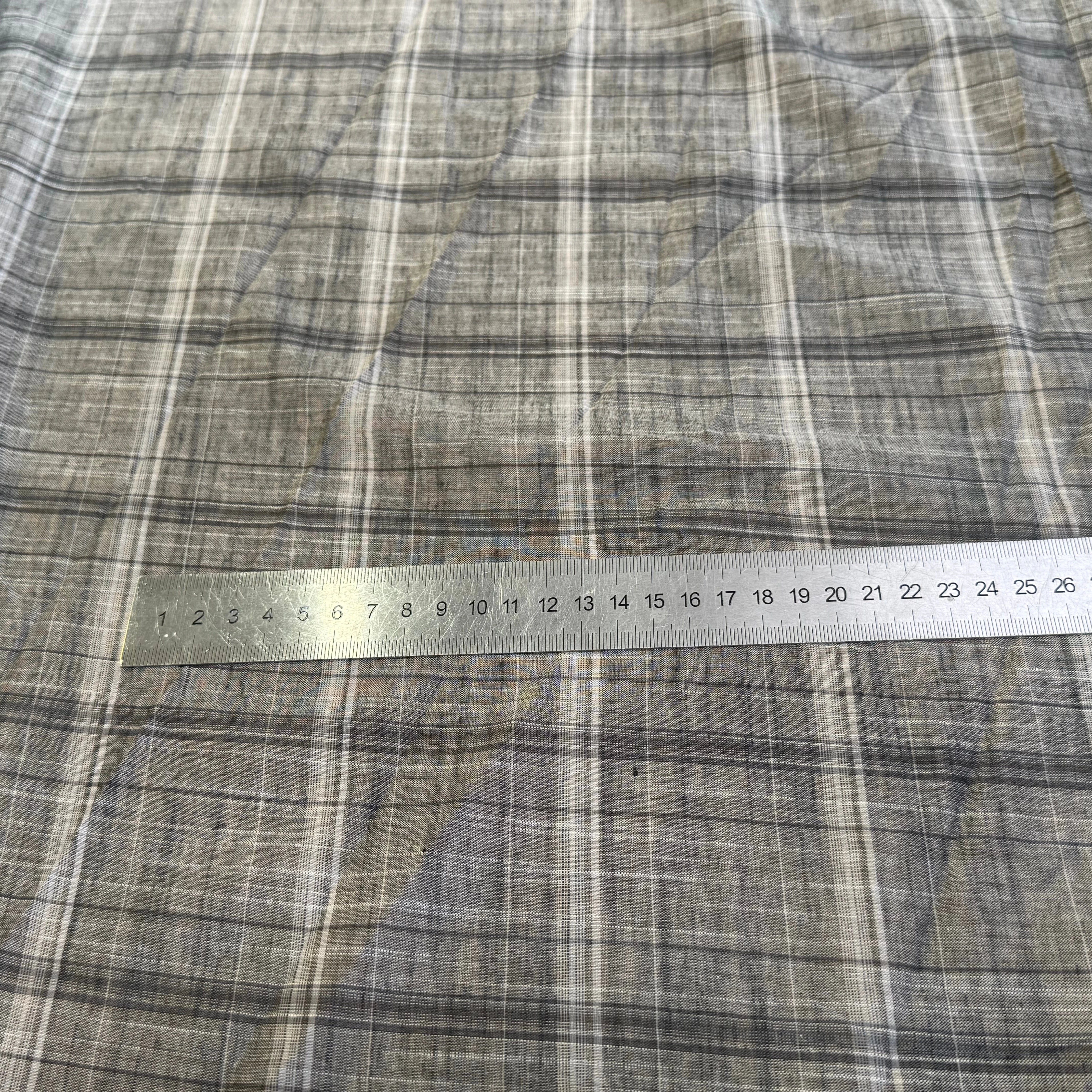 VOILE DE COTON À CARREAUX FINE RAYURES GRIS - My Little Coupon