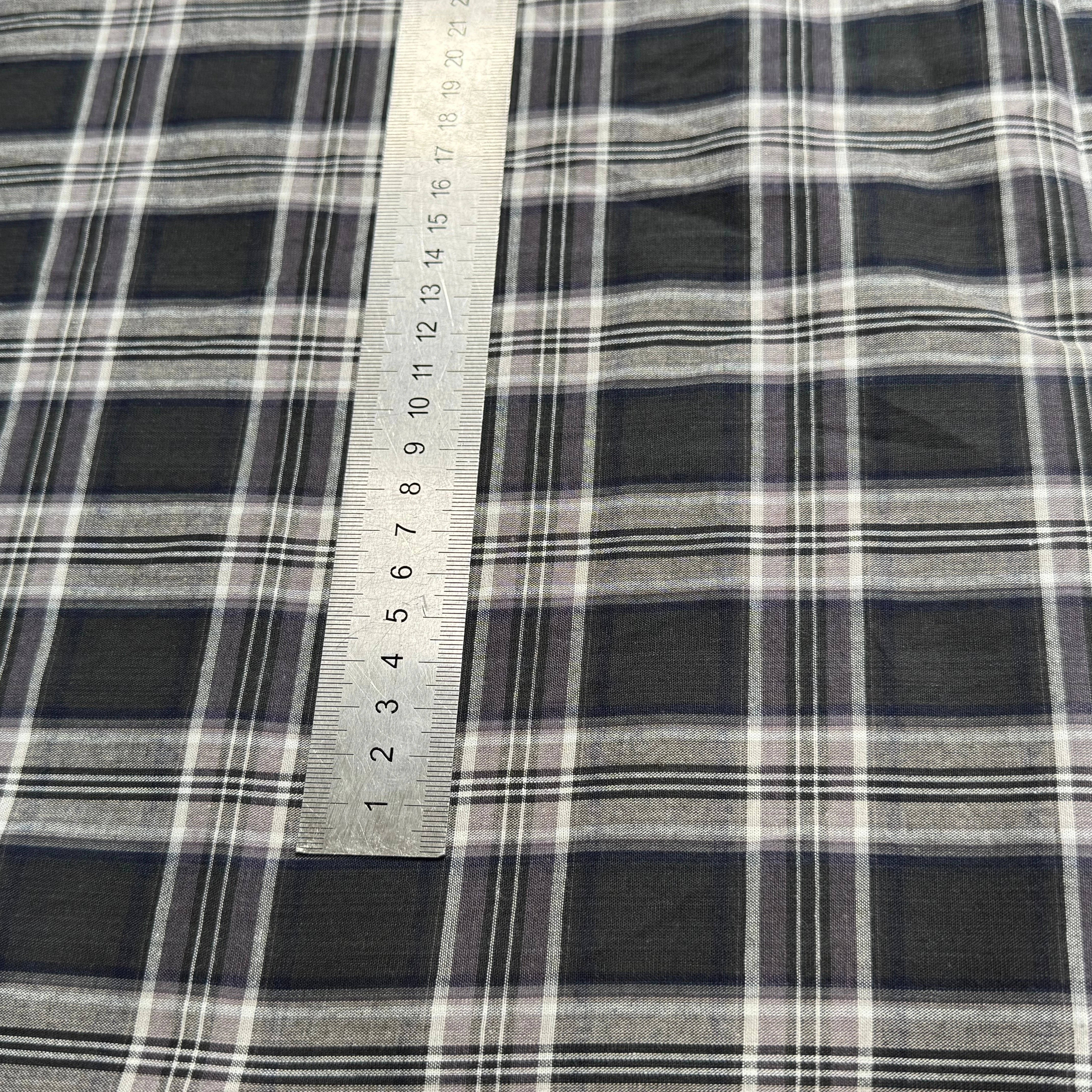 VOILE DE COTON BELLE DENSITÉ À CARREAUX ANTHRACITE GRIS - My Little Coupon