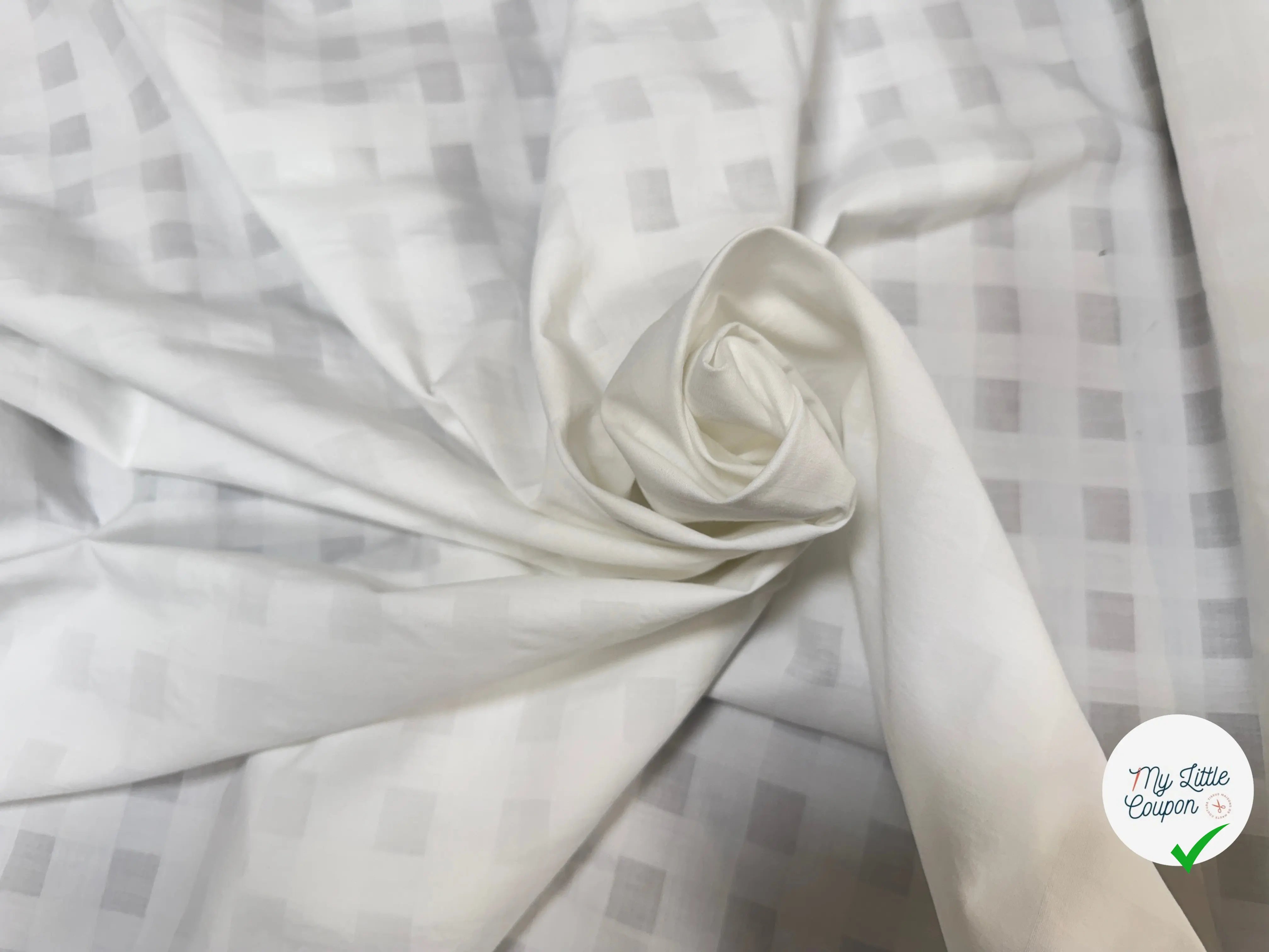 VOILE DE COTON BLANC QUADRILLE - My Little Coupon