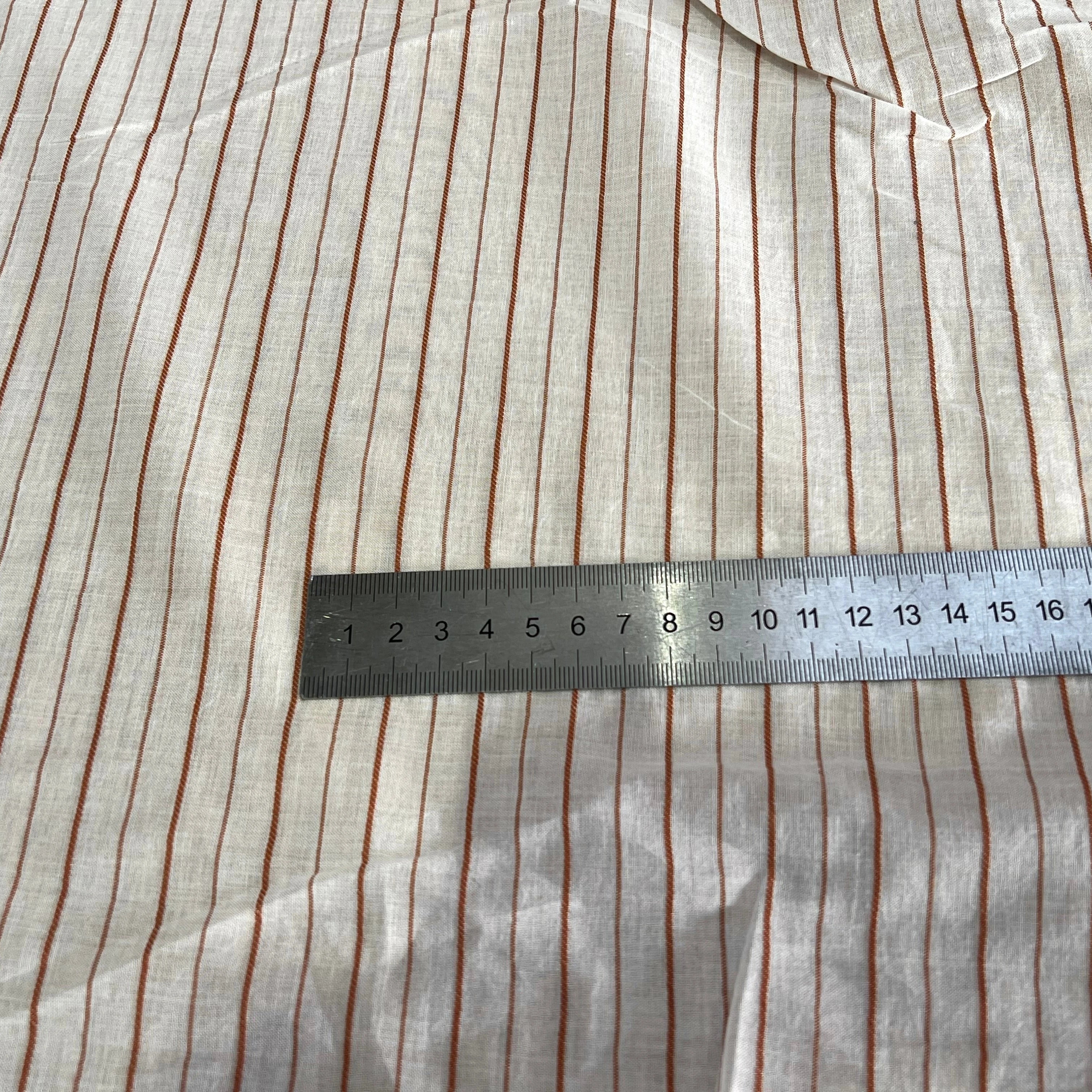 VOILE DE COTON BLANC RAYURES MARRON - My Little Coupon