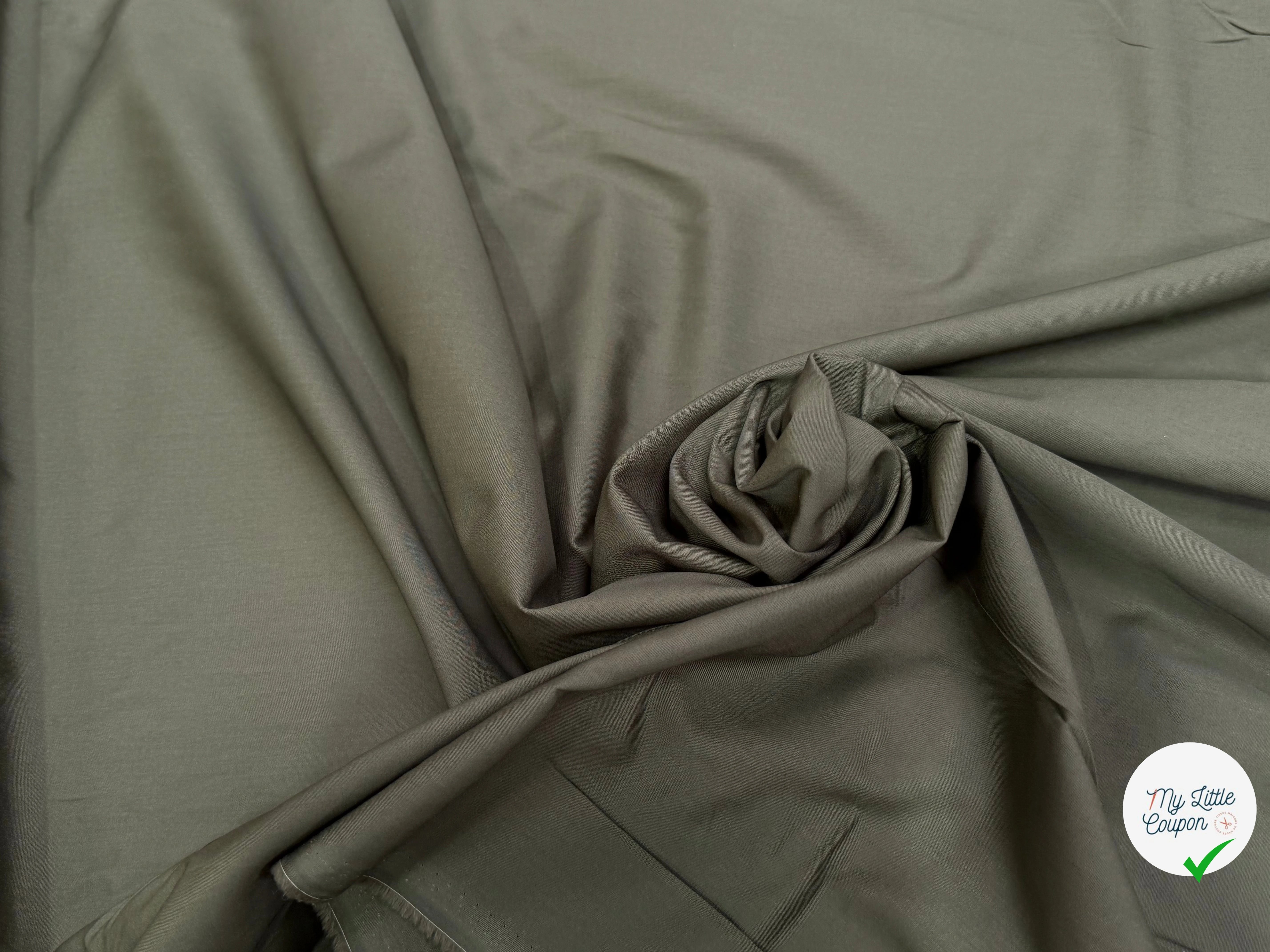 VOILE DE COTON BRUTE VERT KAKI - My Little Coupon