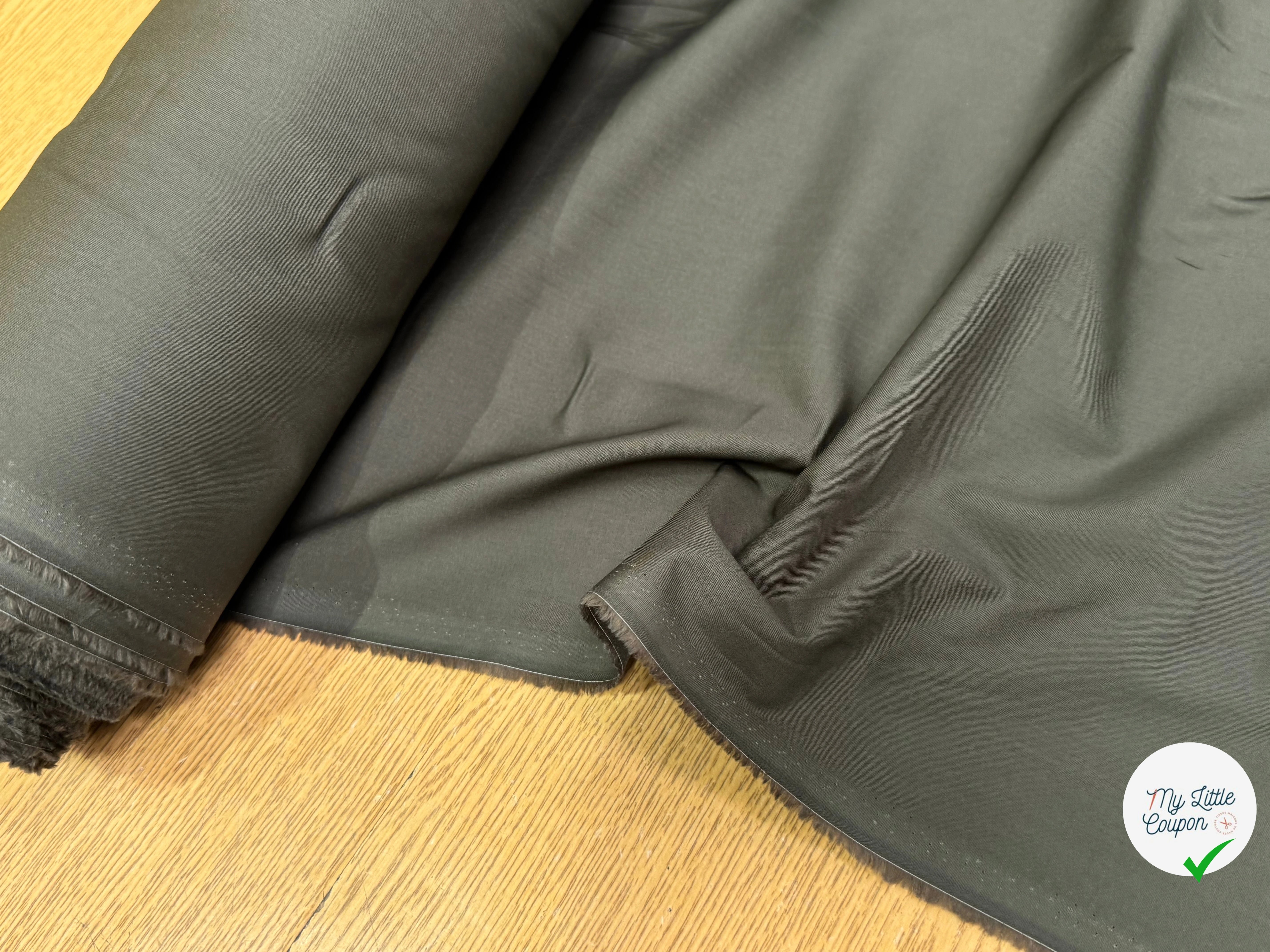 VOILE DE COTON BRUTE VERT KAKI - My Little Coupon
