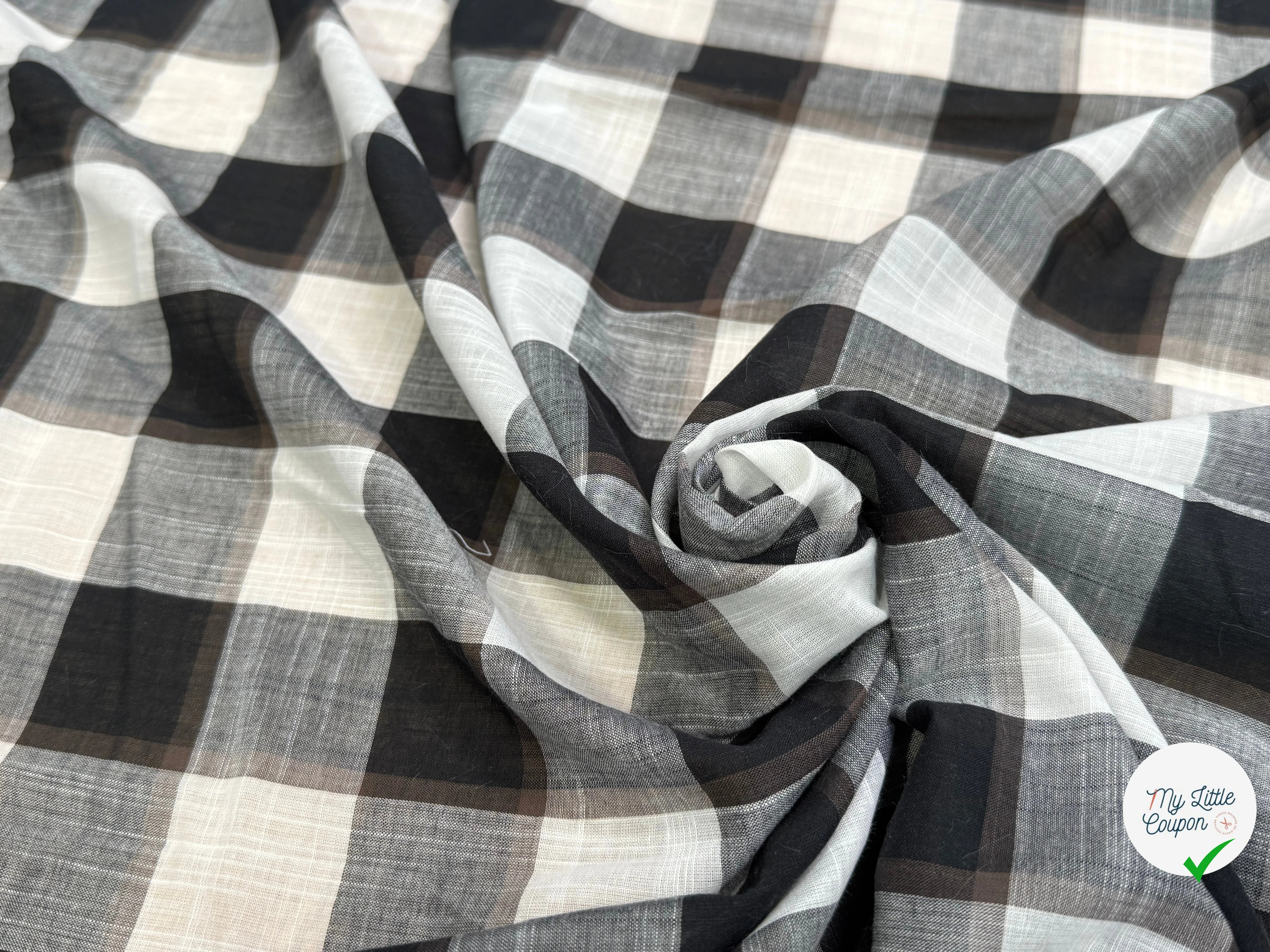 VOILE DE COTON CARREAUX BLANC ET NOIR - My Little Coupon