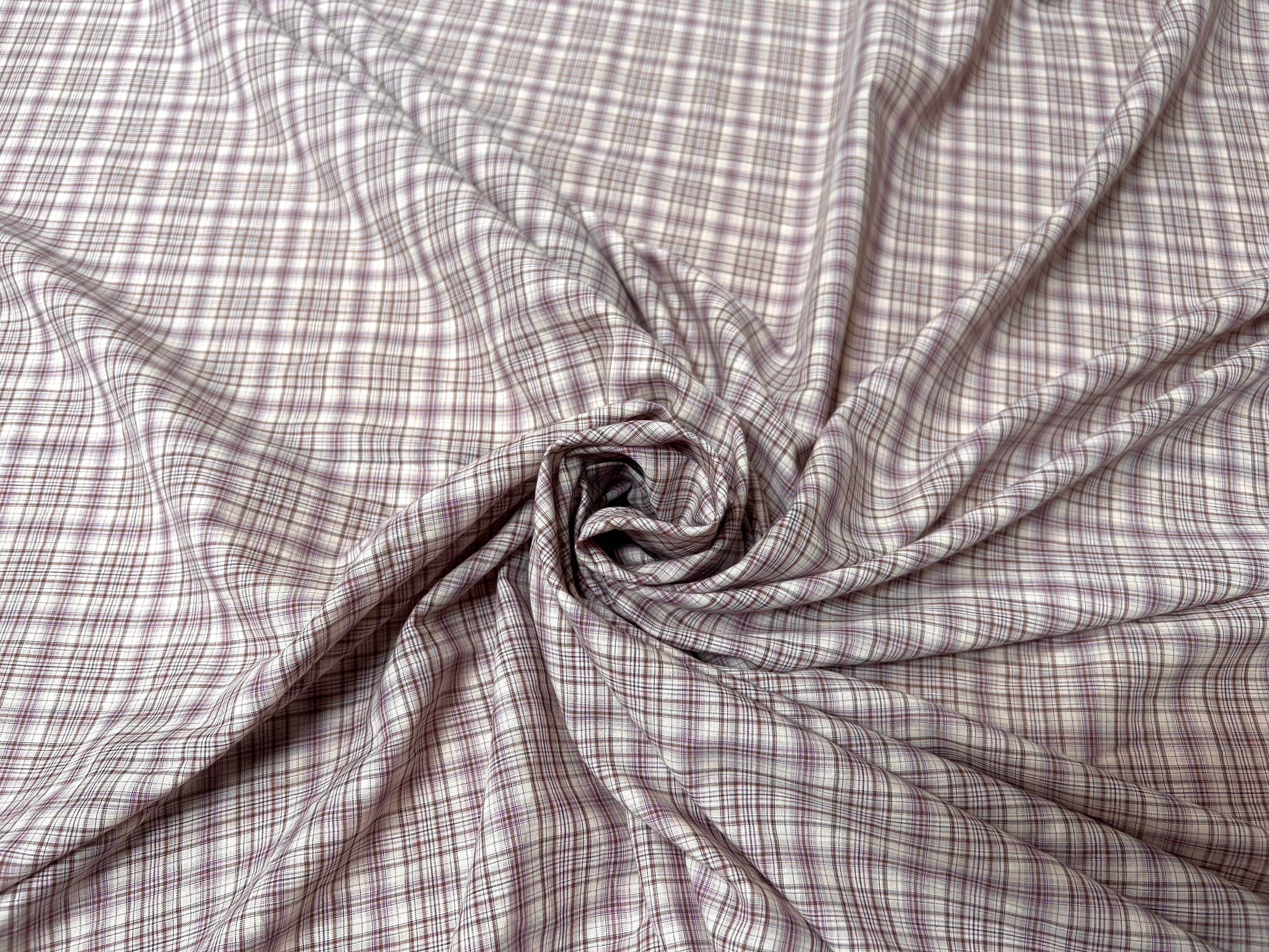 VOILE DE COTON CARREAUX VIOLET ET MARRON - My Little Coupon