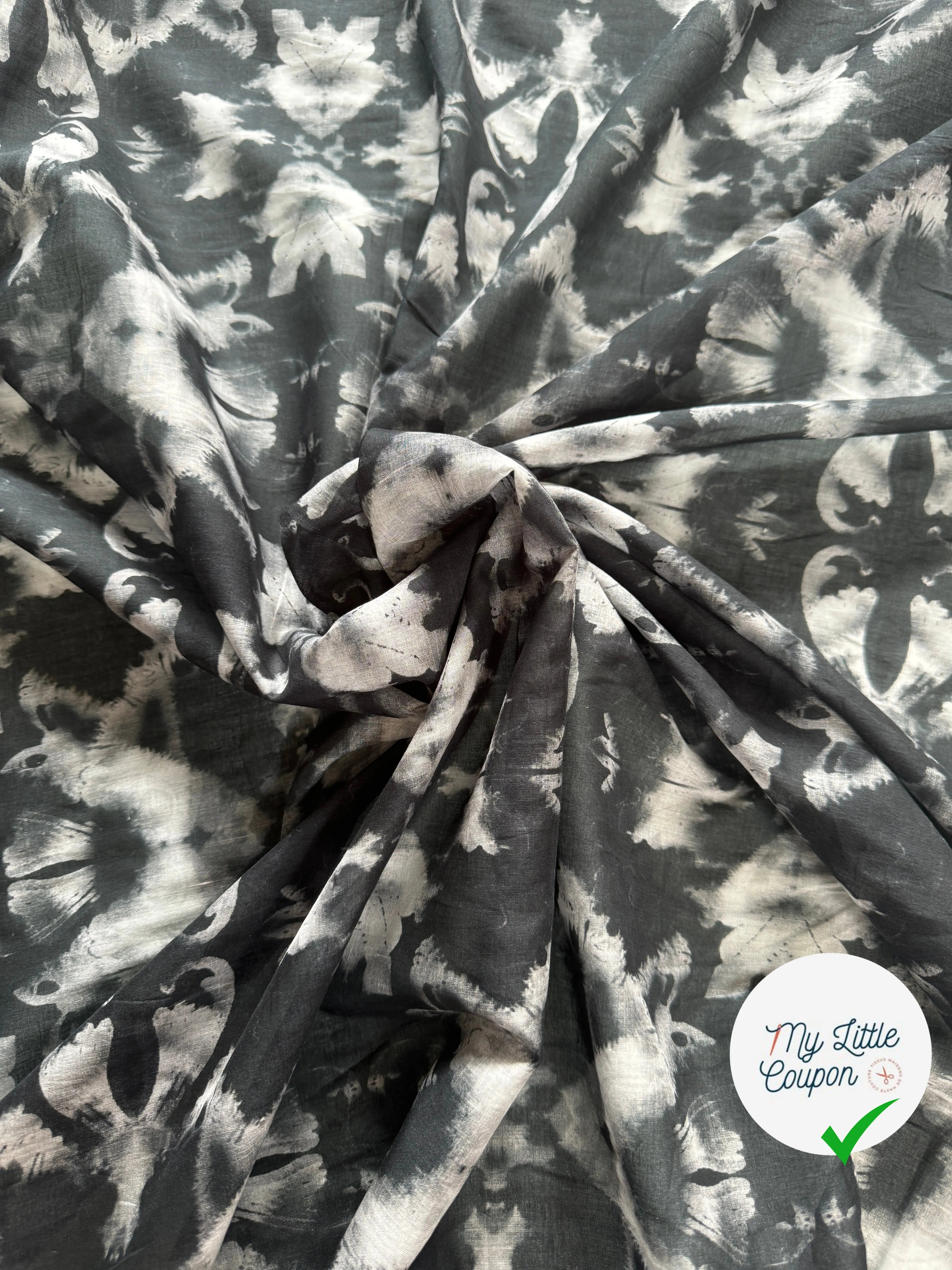 VOILE DE COTON EMERISÉ VOYAGE NOIR - My Little Coupon