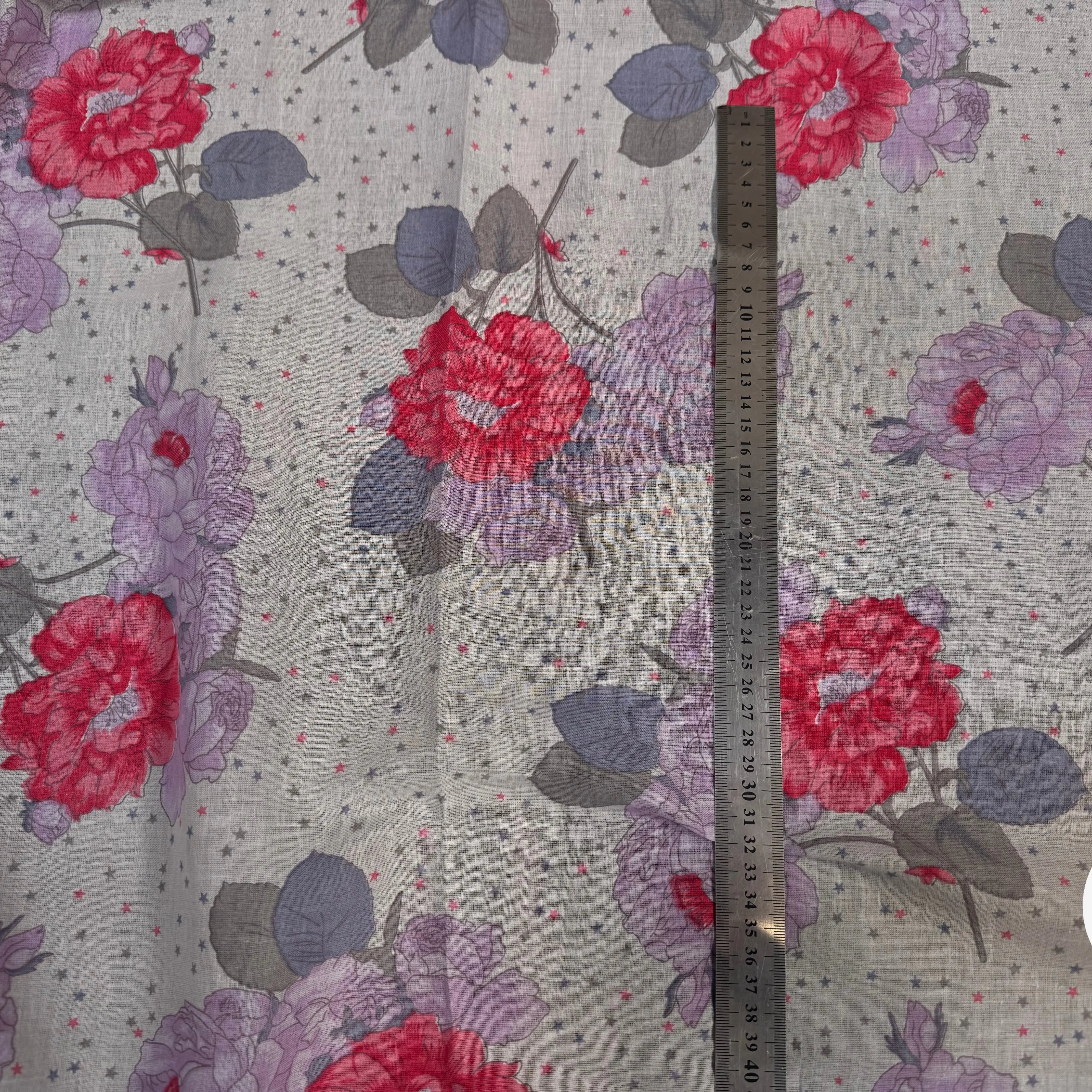 VOILE DE COTON FLEURS GREY PINK - My Little Coupon