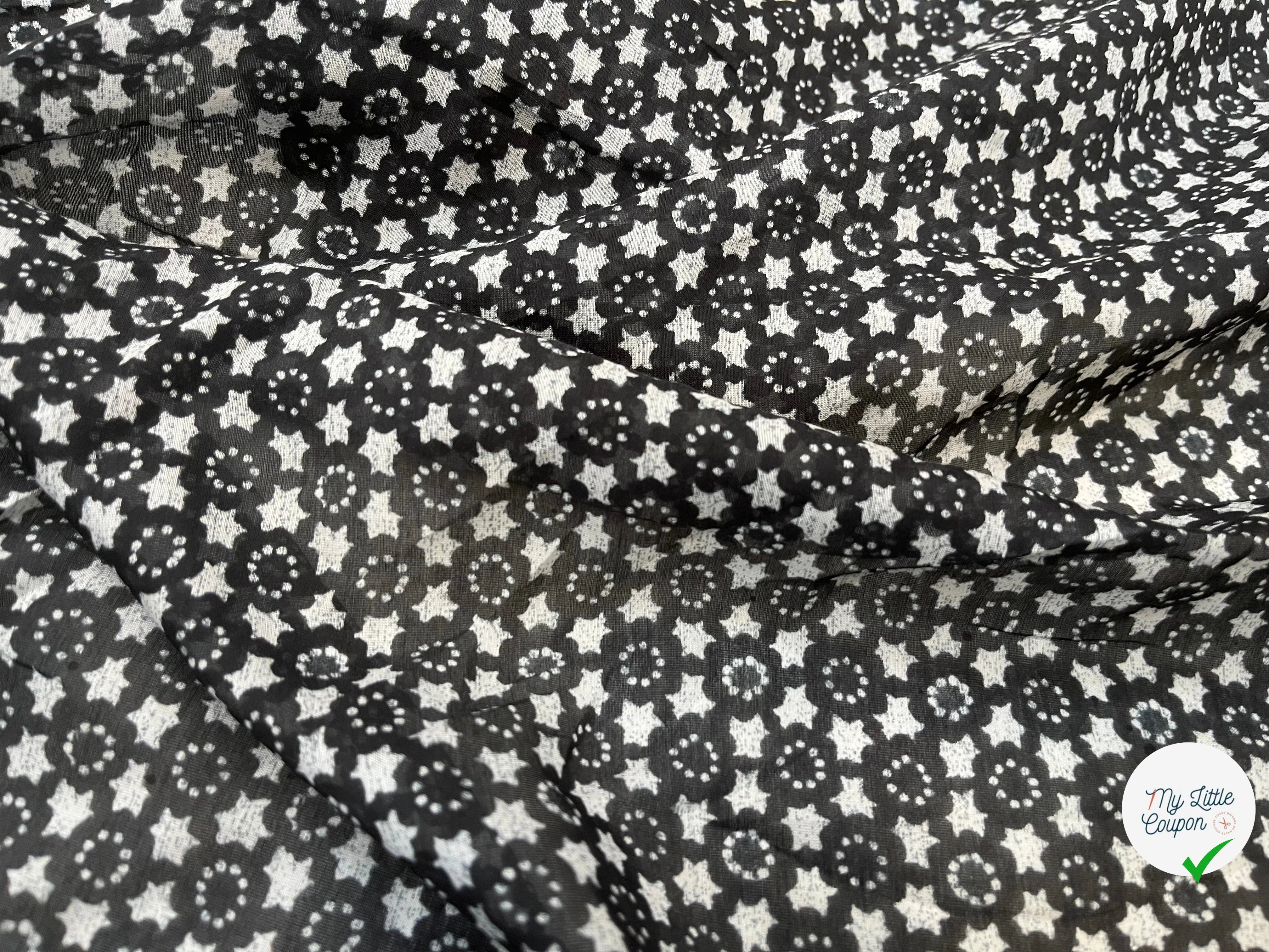 VOILE DE COTON FOND NOIR ETOILE - My Little Coupon