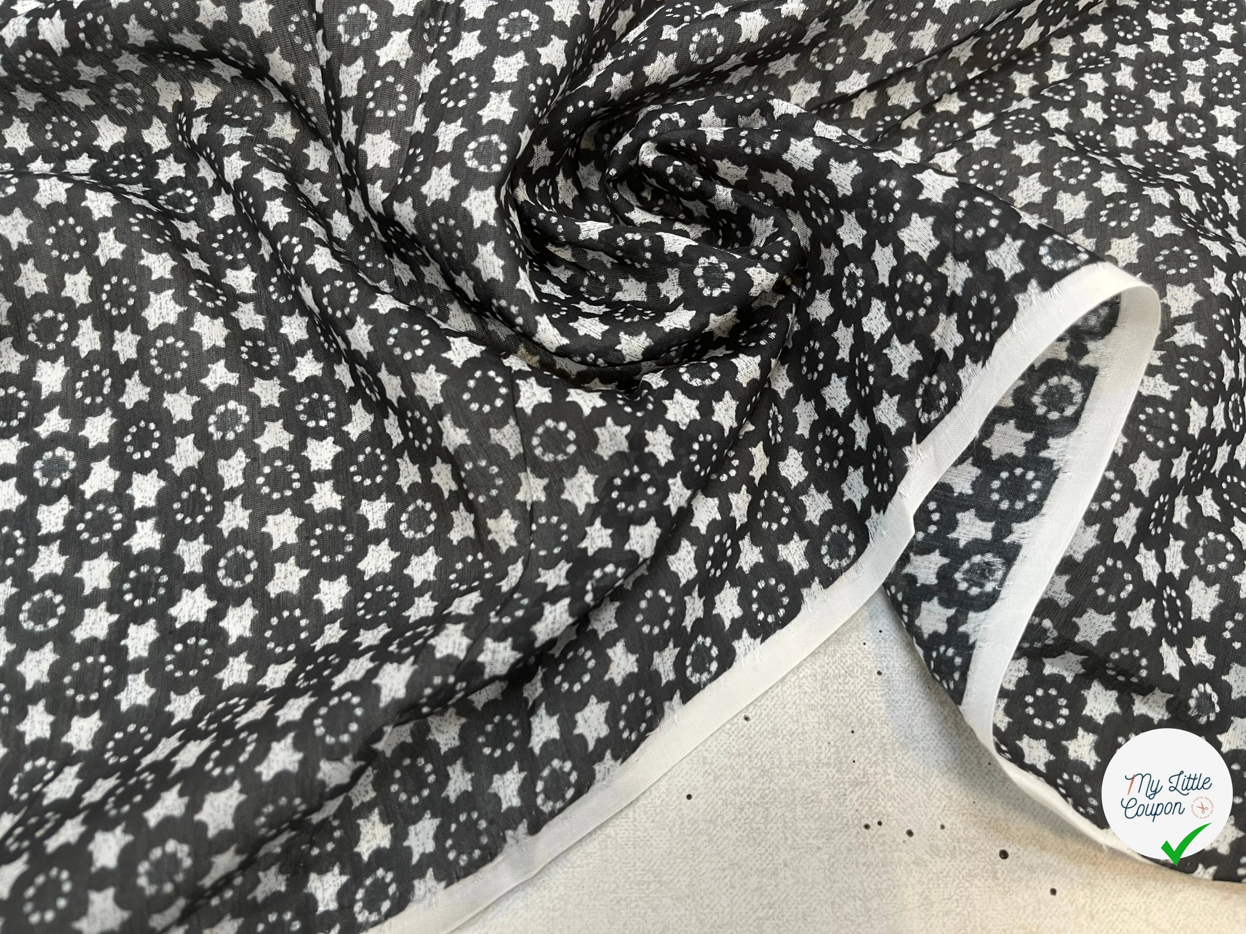 VOILE DE COTON FOND NOIR ETOILE - My Little Coupon