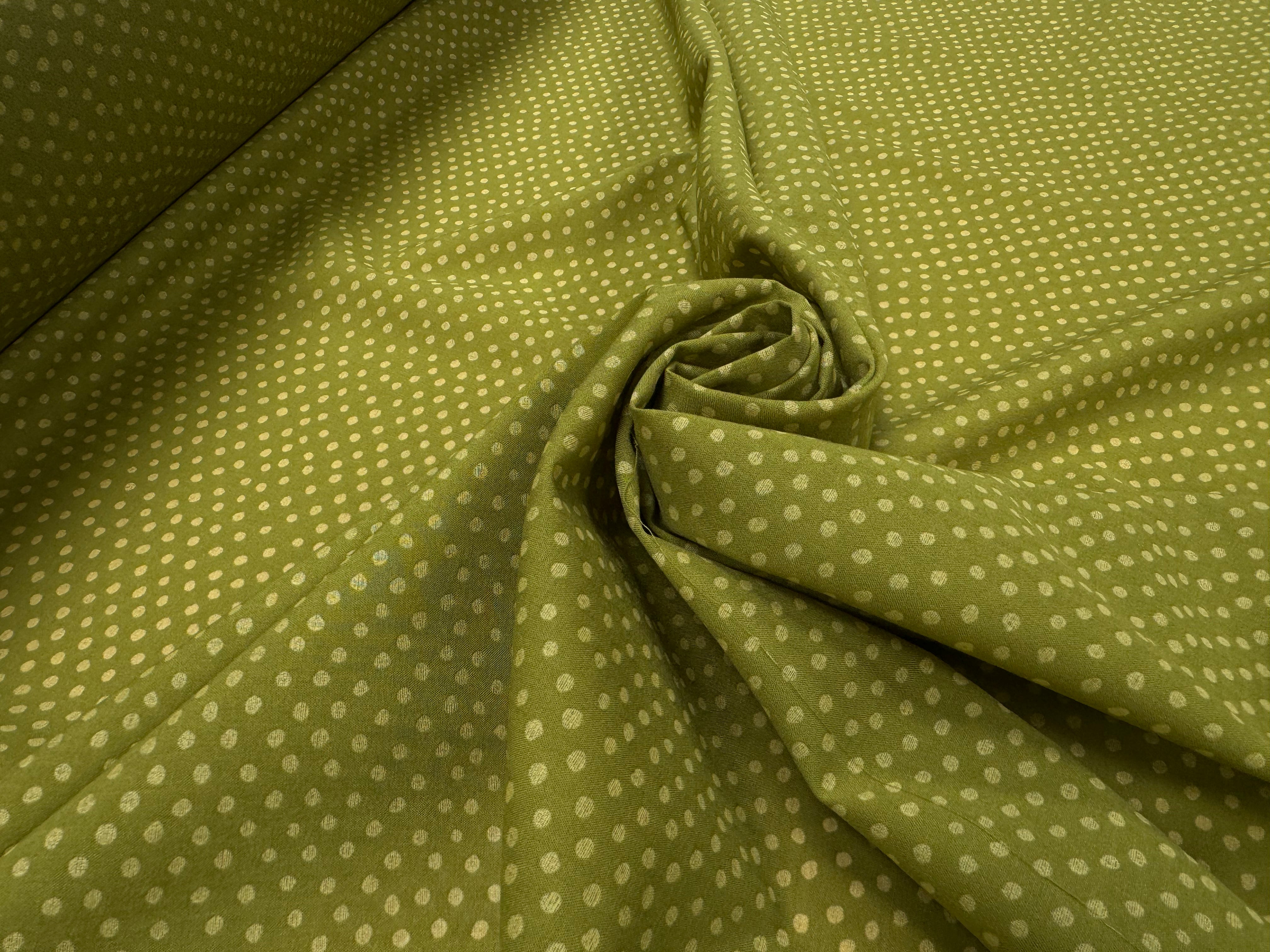VOILE DE COTON FOND VERT MOTIFS PETITS POIDS - My Little Coupon