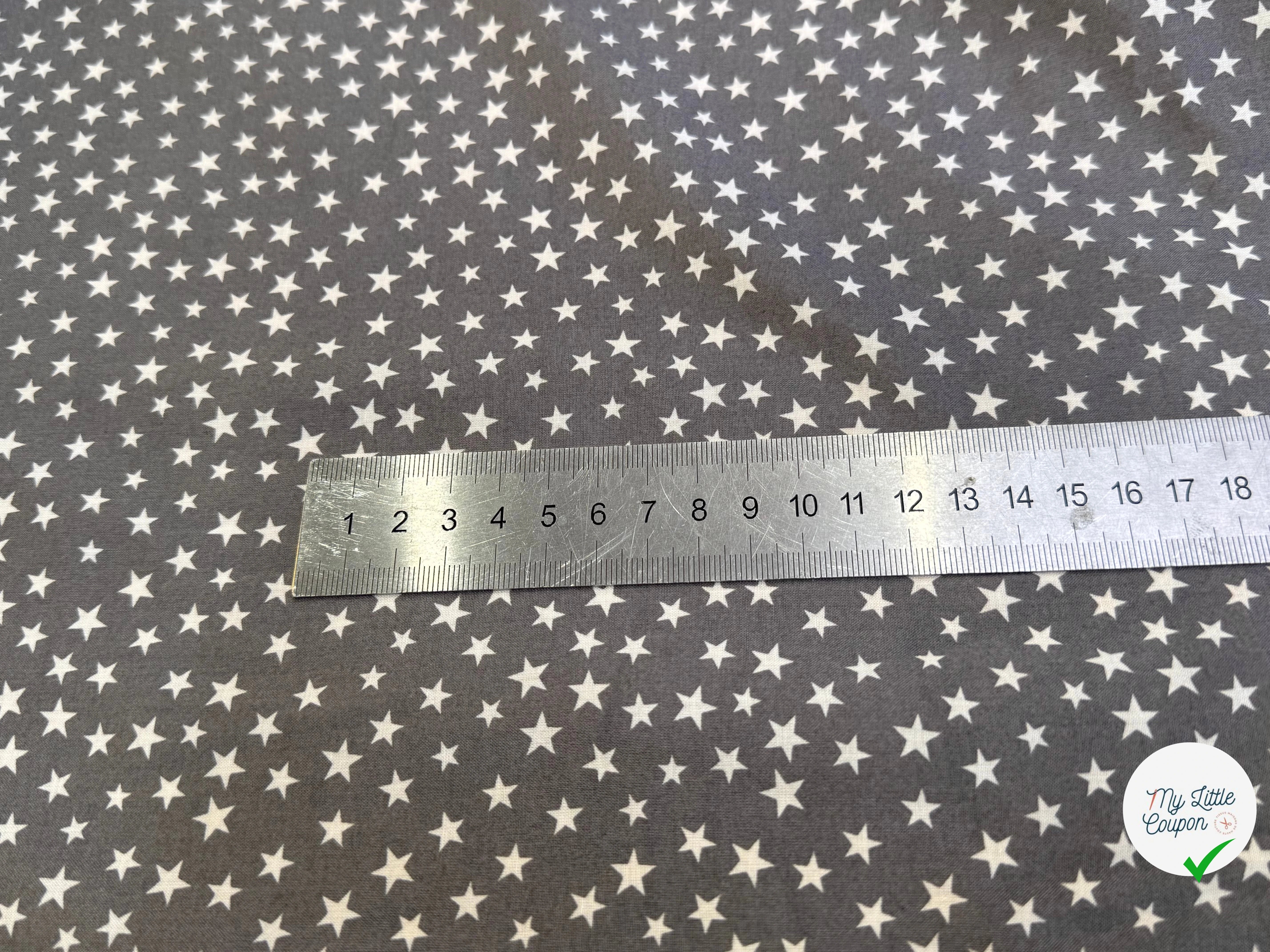 VOILE DE COTON GRIS CENDRÉ ÉTOILE BLANCHE - My Little Coupon