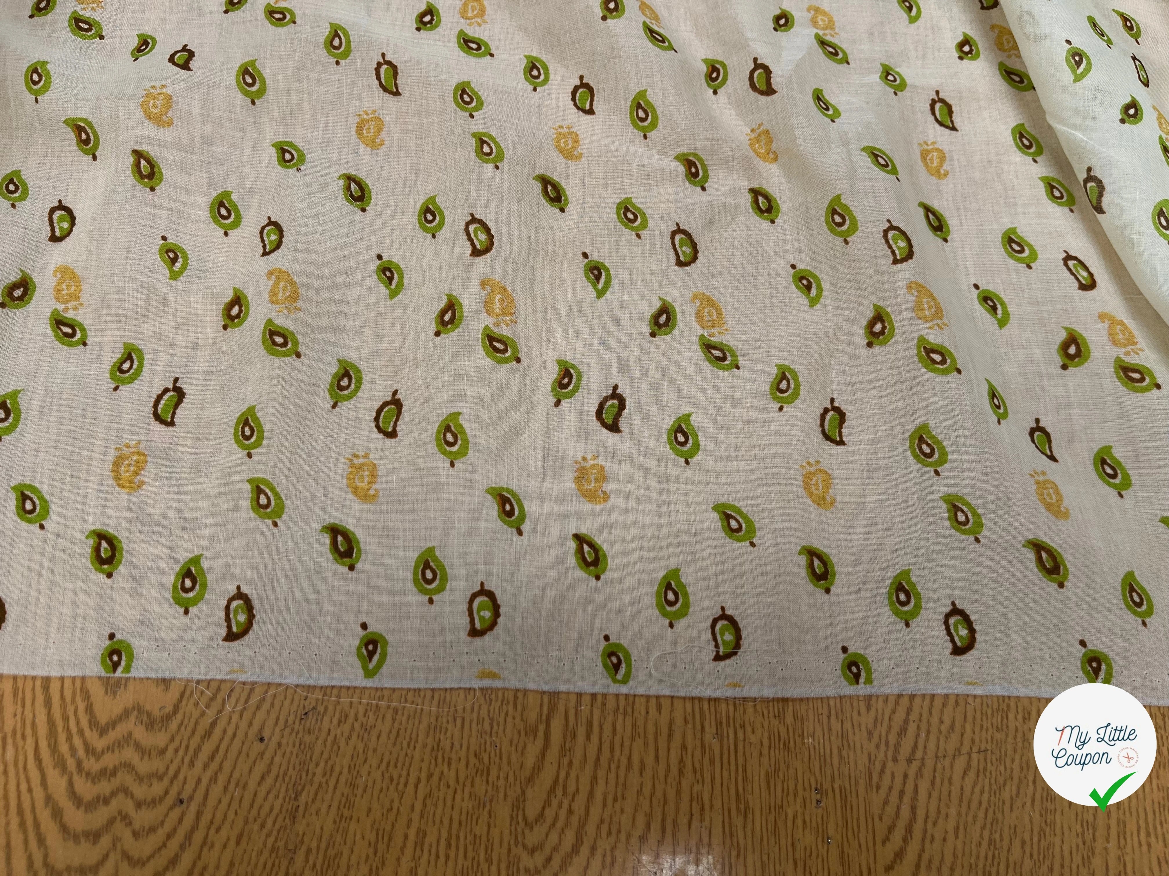 VOILE DE COTON IMPRIMÉ FEUILLES FOND ÉCRU 143CM - My Little Coupon