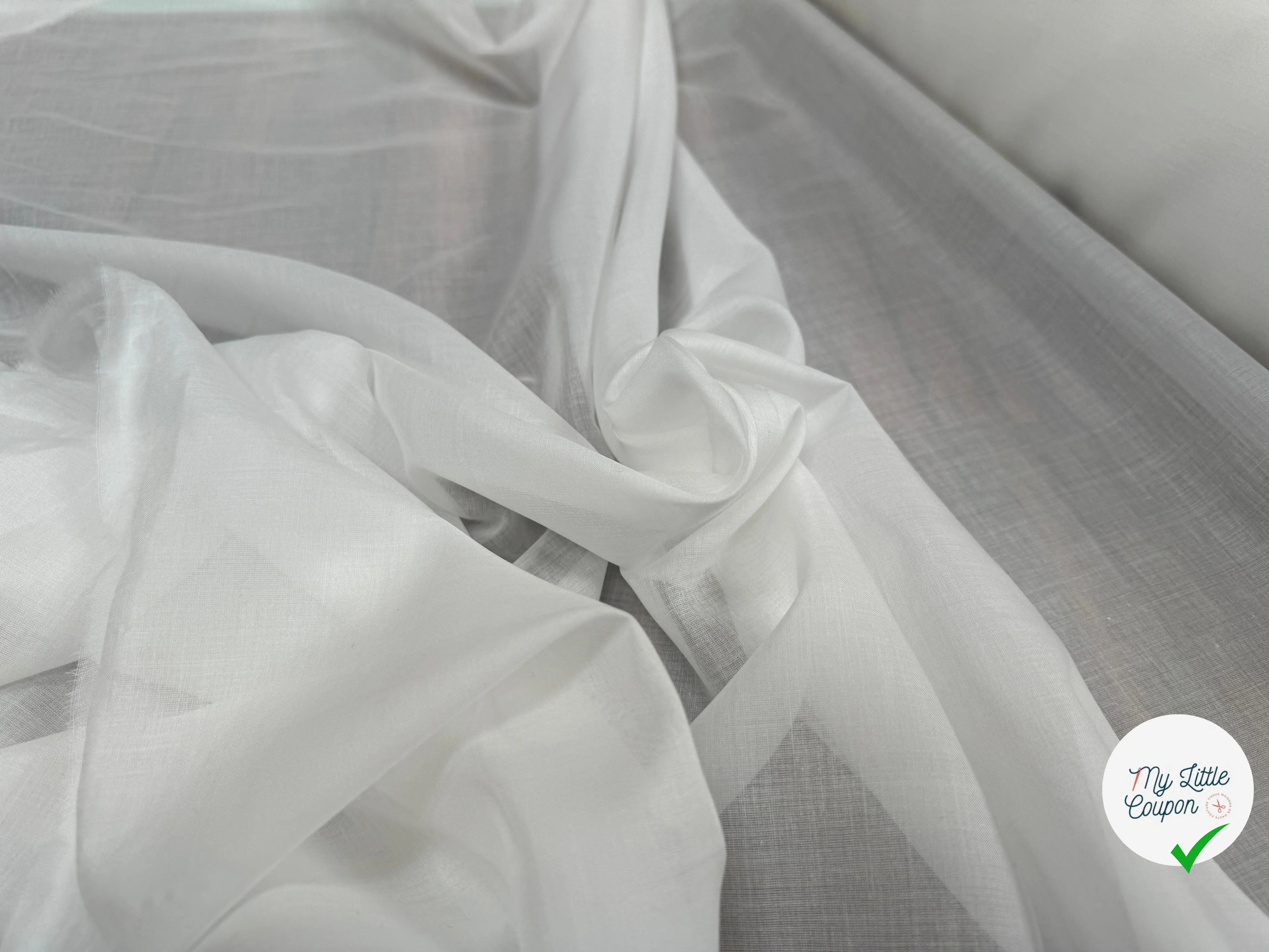 VOILE DE COTON ITALIEN BIANCO PUR COTON - My Little Coupon