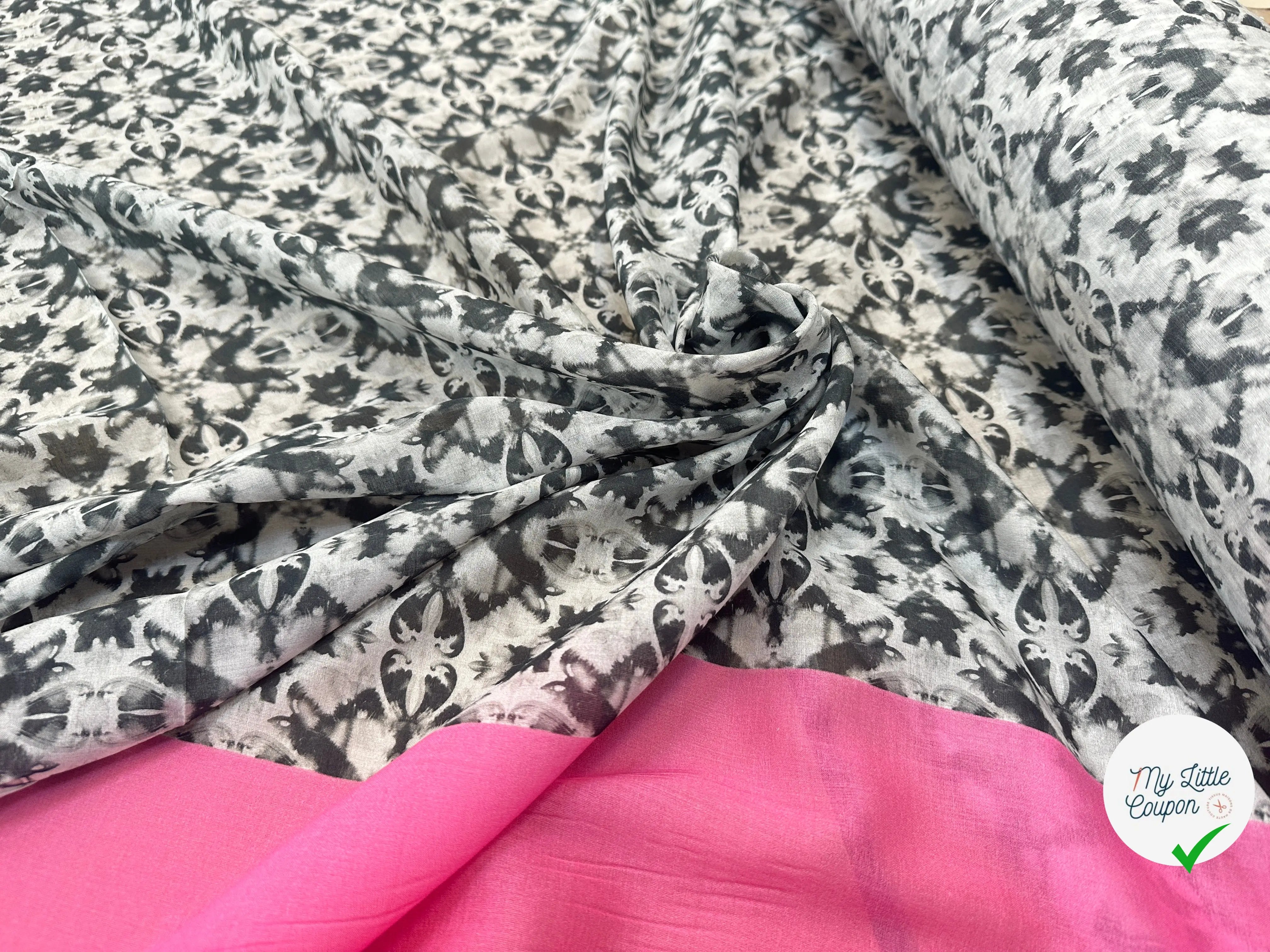VOILE DE COTON LEGEREMENT EMERISÉ BASE ROSE - My Little Coupon