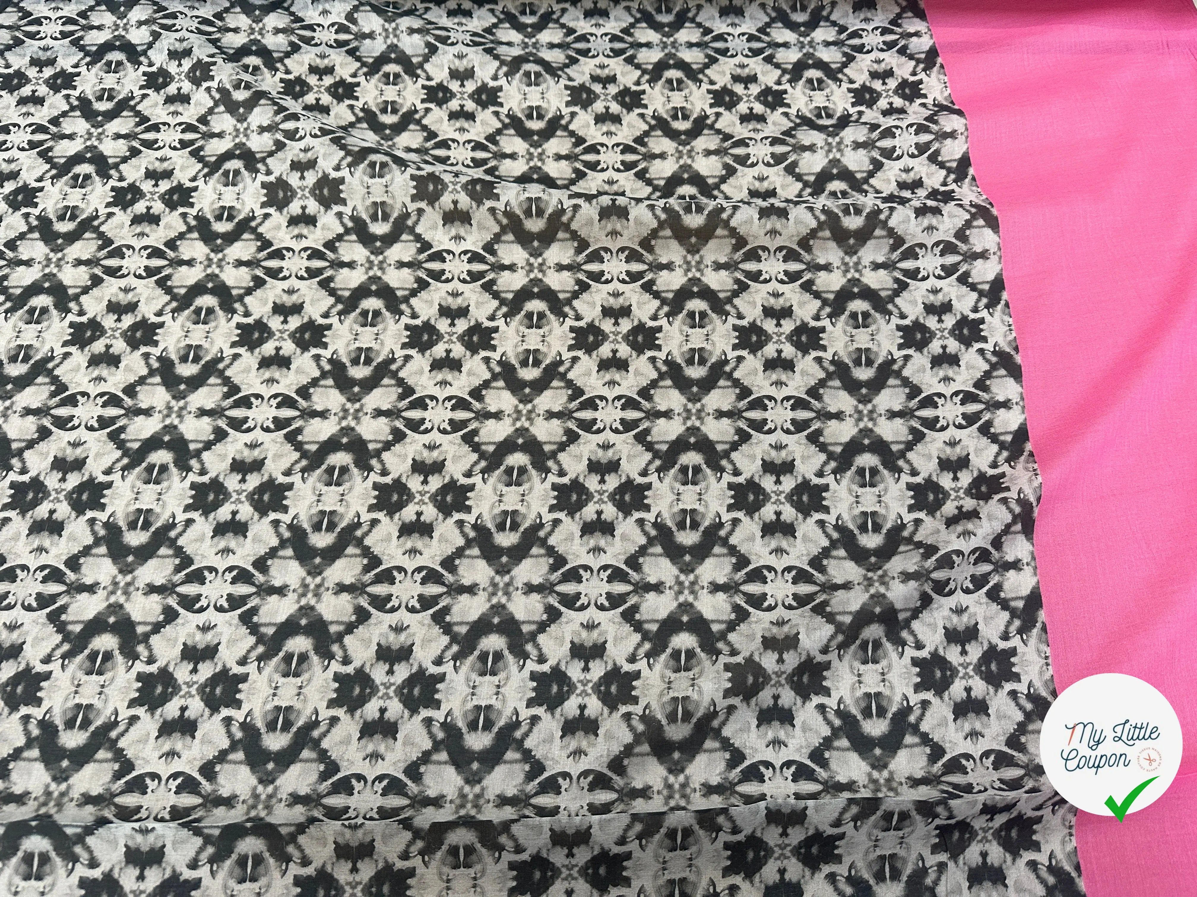 VOILE DE COTON LEGEREMENT EMERISÉ BASE ROSE - My Little Coupon