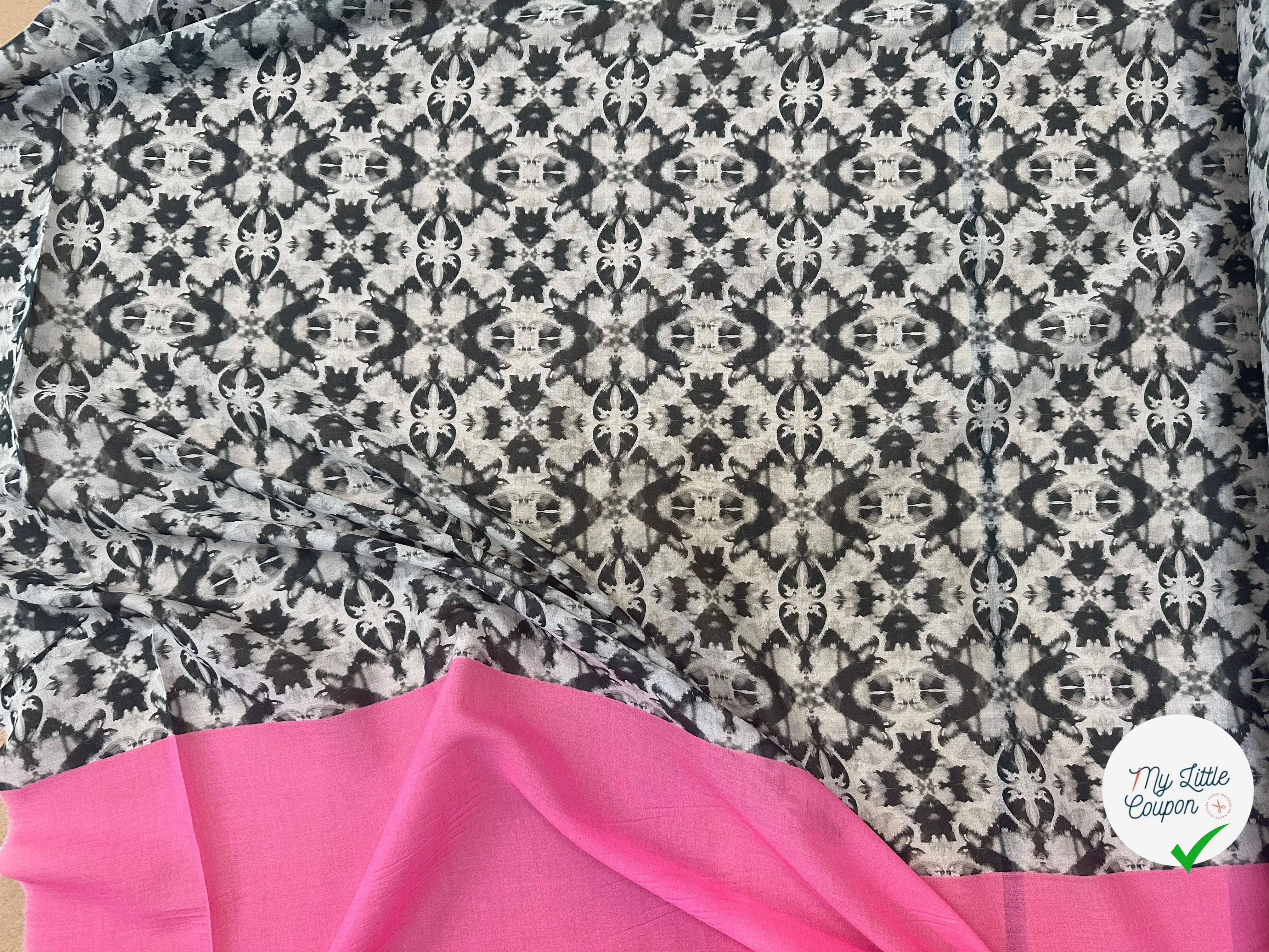 VOILE DE COTON LEGEREMENT EMERISÉ BASE ROSE - My Little Coupon