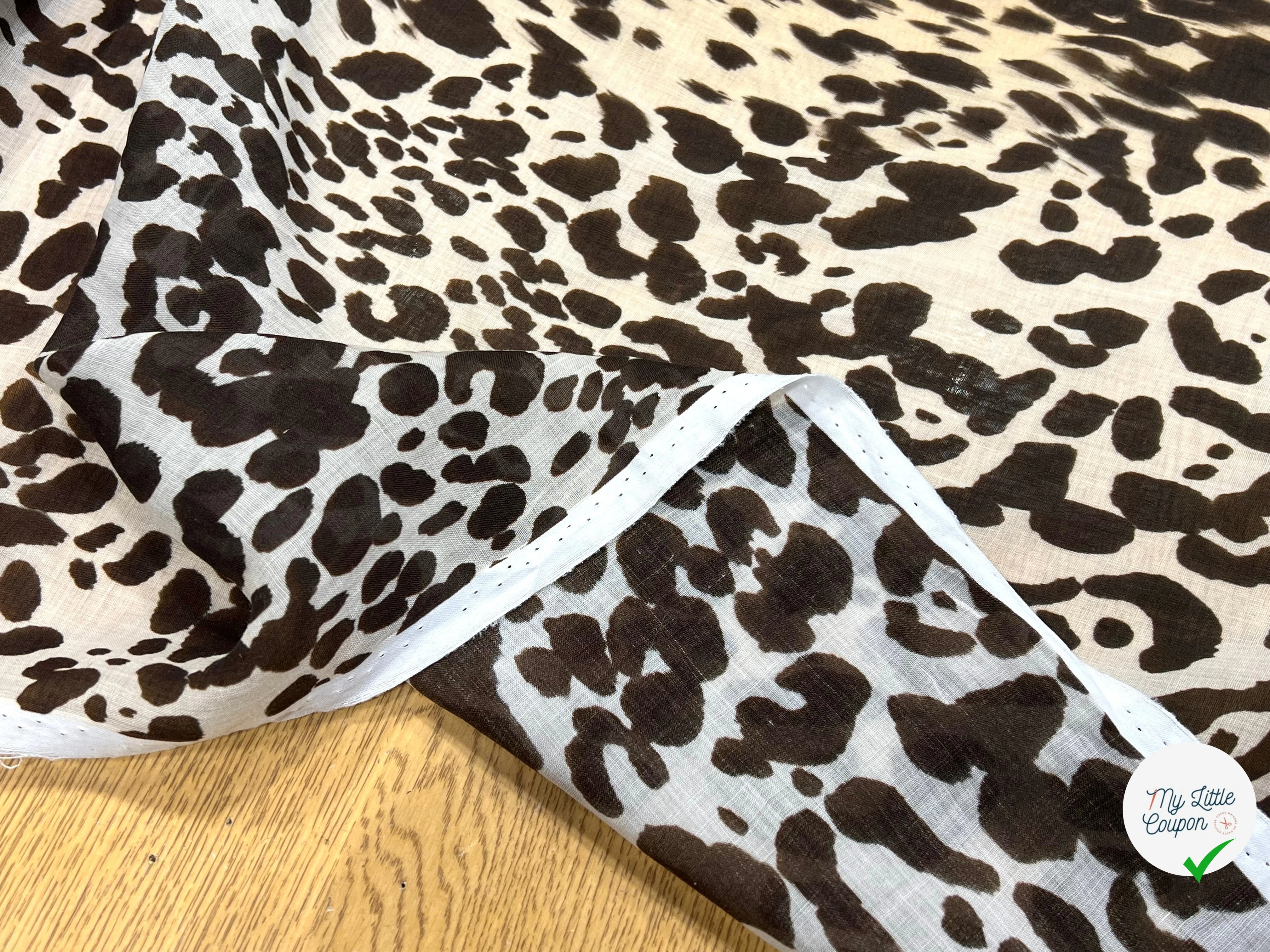 VOILE DE COTON MOTIF LÉOPARD BEIGE MARRON 140CM - My Little Coupon