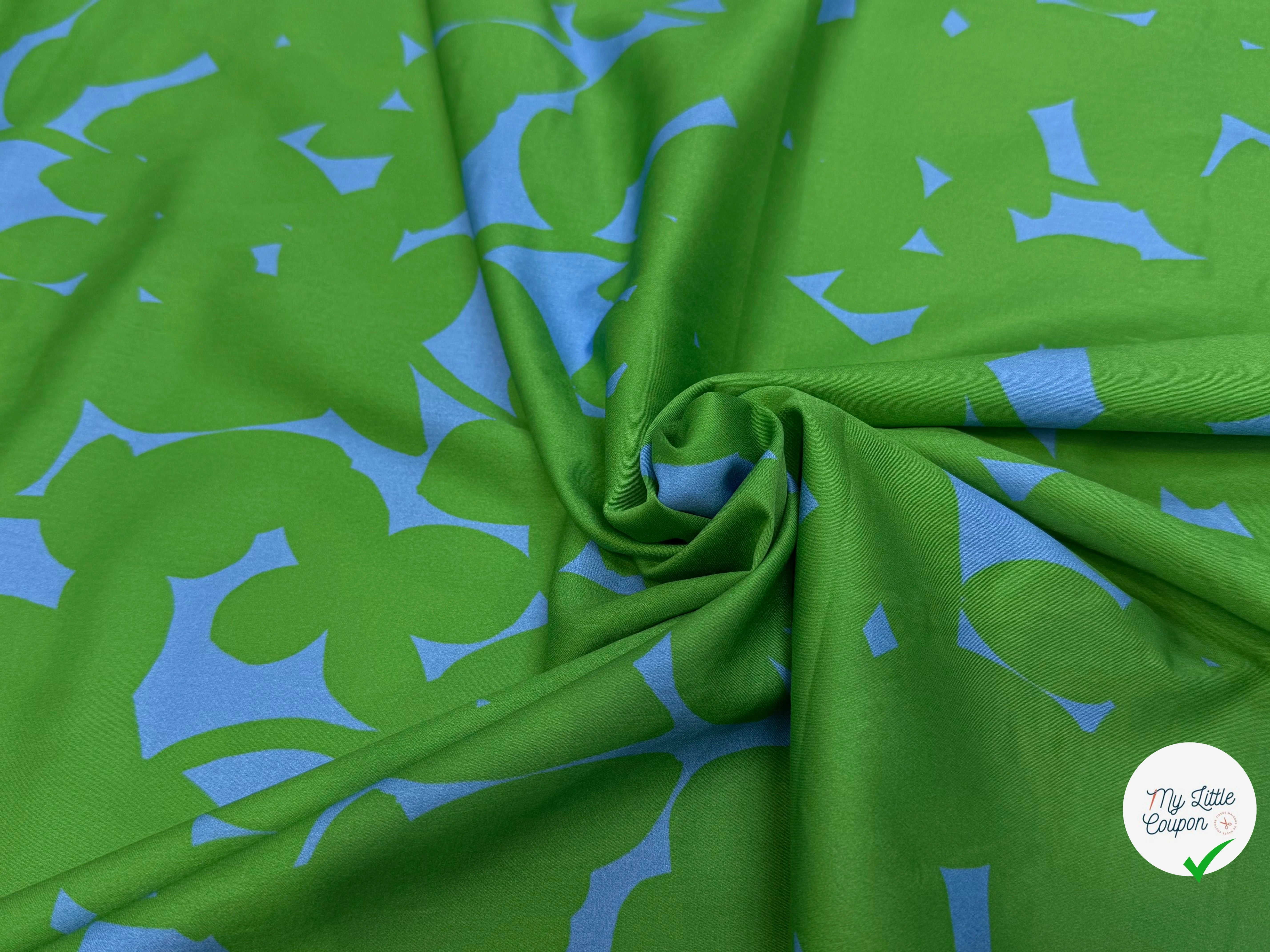 VOILE DE COTON NINFEA OMBRE VERT IMPRIMÉ FLORAL GRAPHIQUE BICOLORE - My Little Coupon
