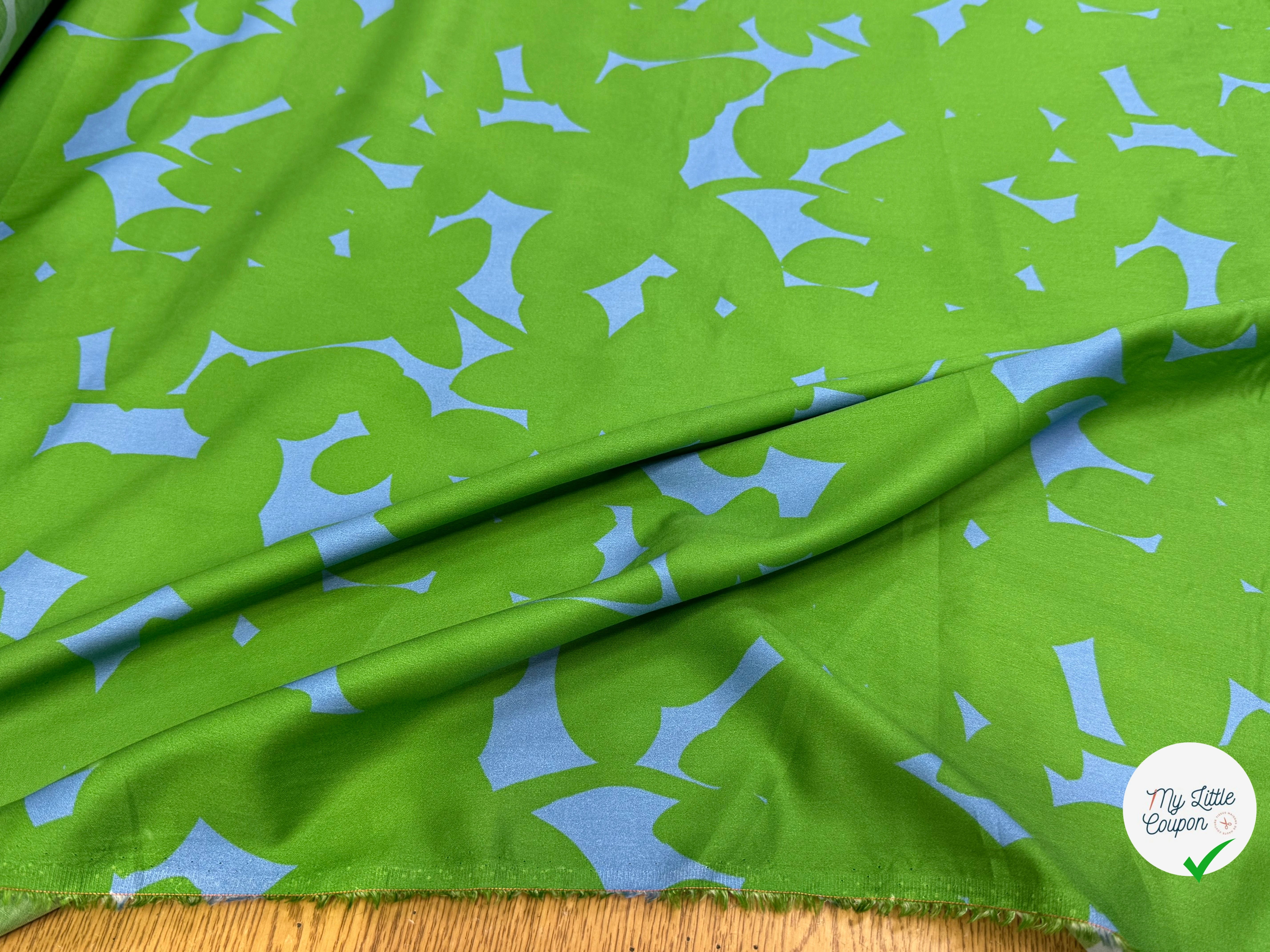 VOILE DE COTON NINFEA OMBRE VERT IMPRIMÉ FLORAL GRAPHIQUE BICOLORE - My Little Coupon