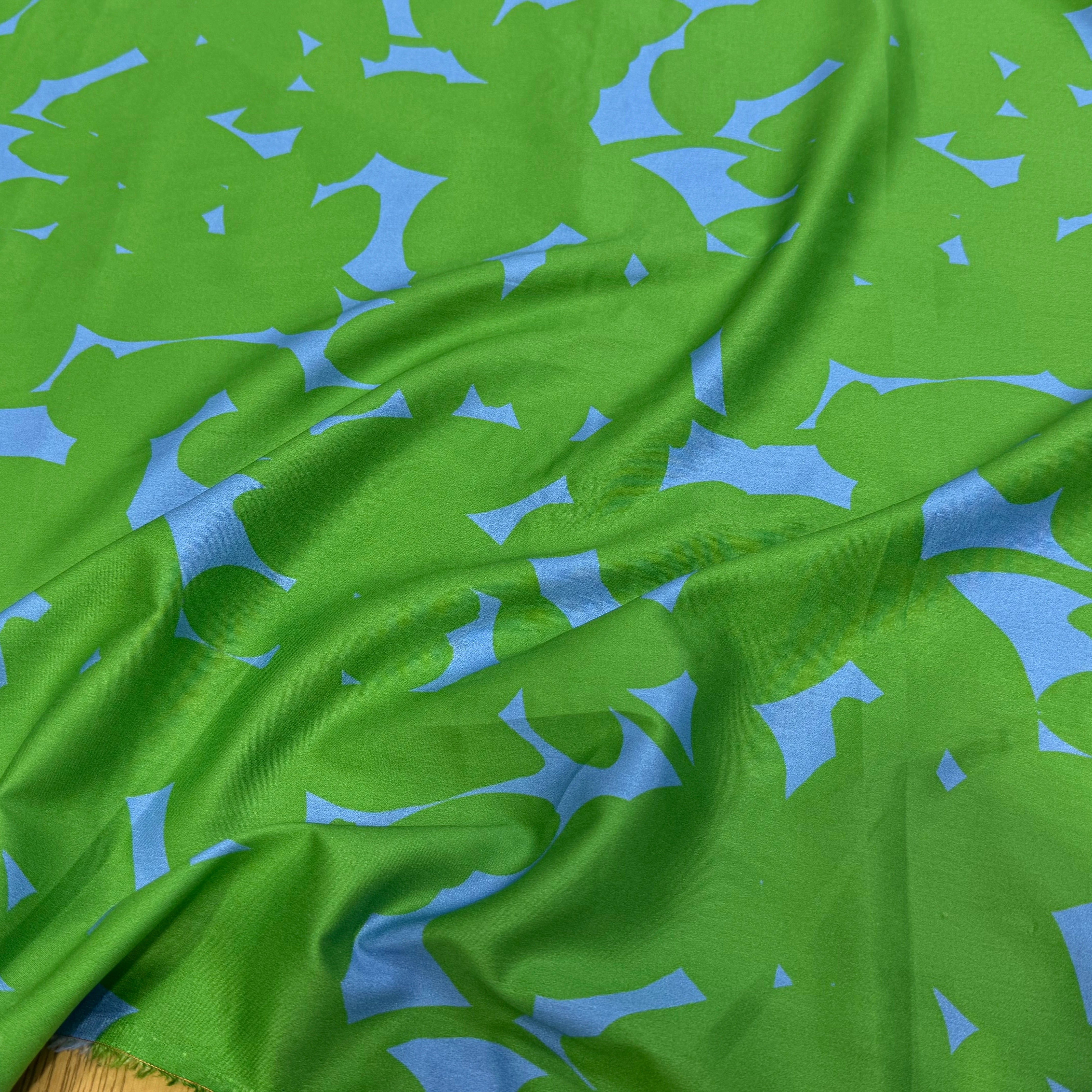 VOILE DE COTON NINFEA OMBRE VERT IMPRIMÉ FLORAL GRAPHIQUE BICOLORE - My Little Coupon