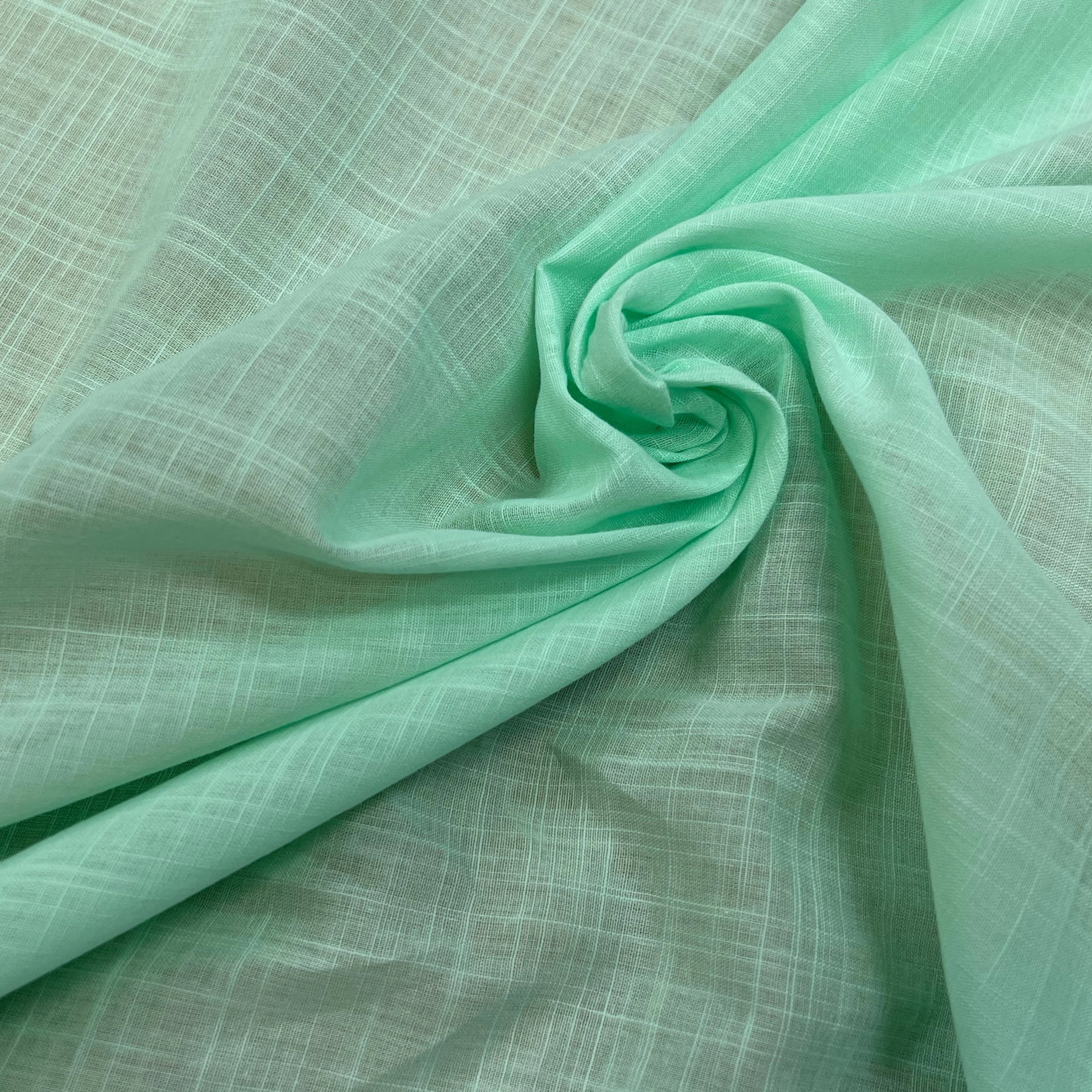 VOILE DE COTON QUADRILLÉ FLUIDE VERT MENTHE 146CM - My Little Coupon
