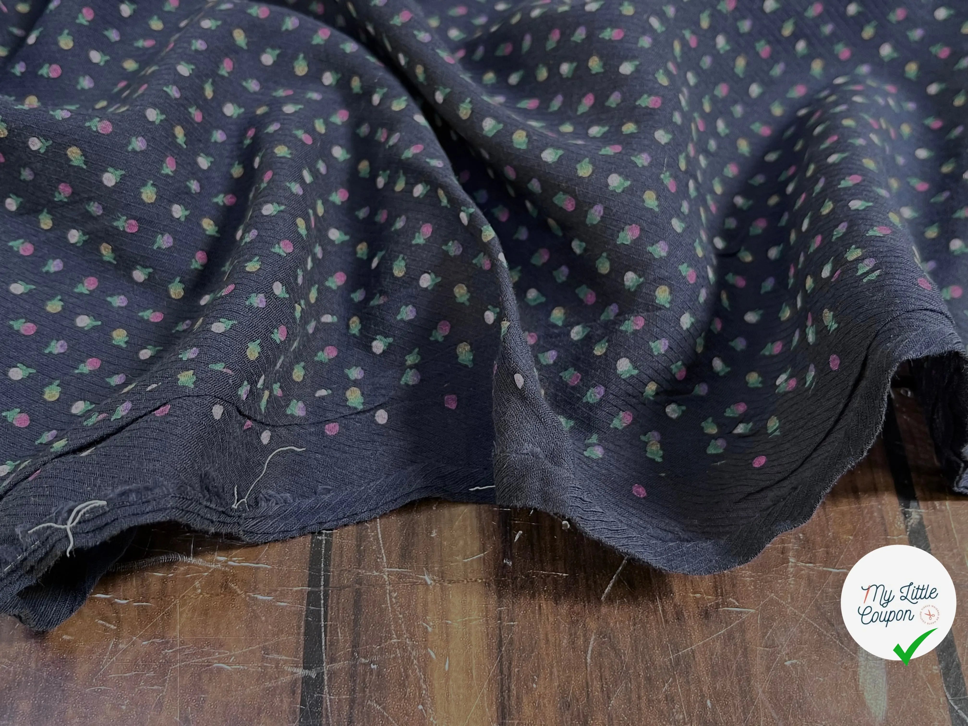 VOILE DE COTON SERGÉE PETITES FLEURS MULTICOLORES - My Little Coupon