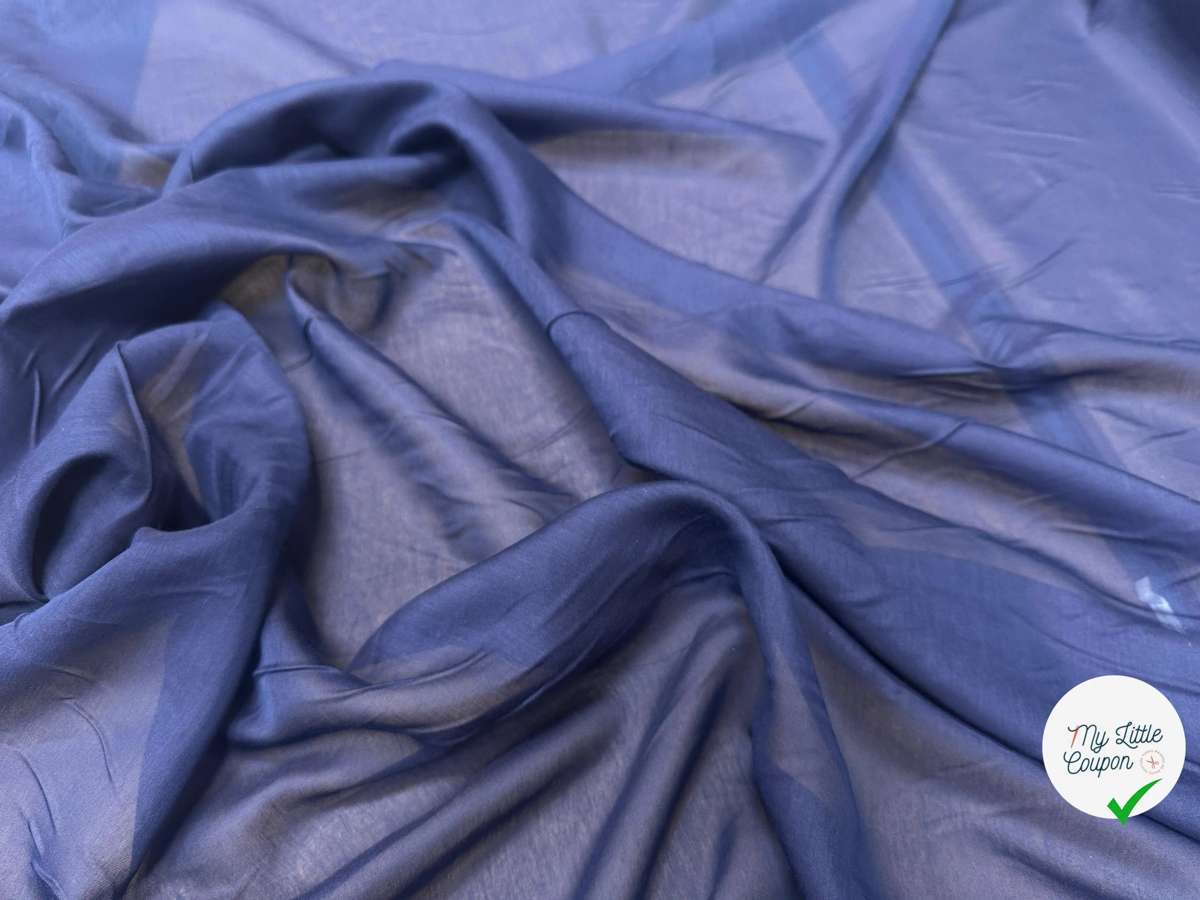 VOILE DE COTON SOIE BLEU MARINE ULTRA DOUX - My Little Coupon